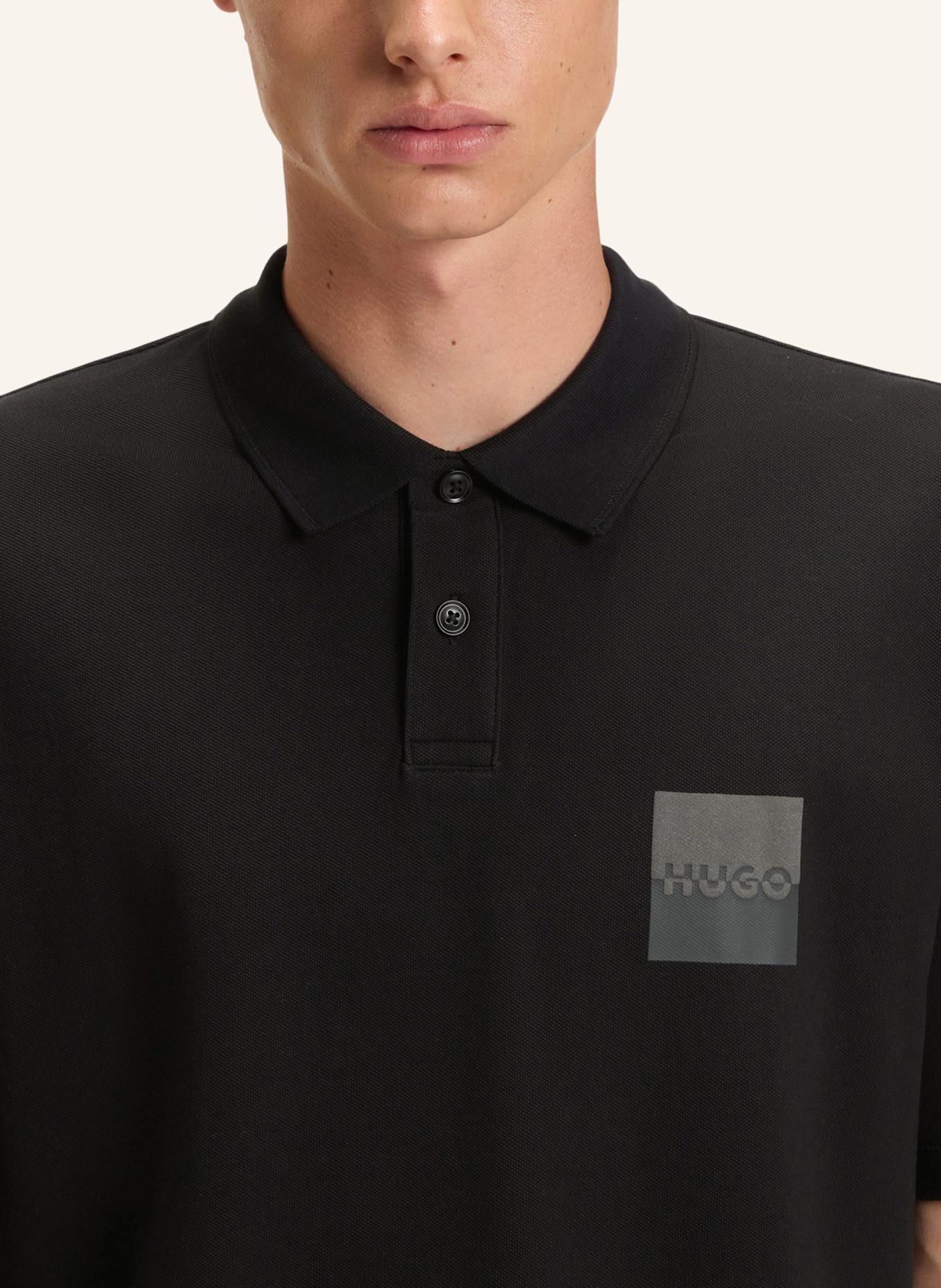 HUGO Poloshirt DUSPLITY Relaxed Fit: SCHWARZ