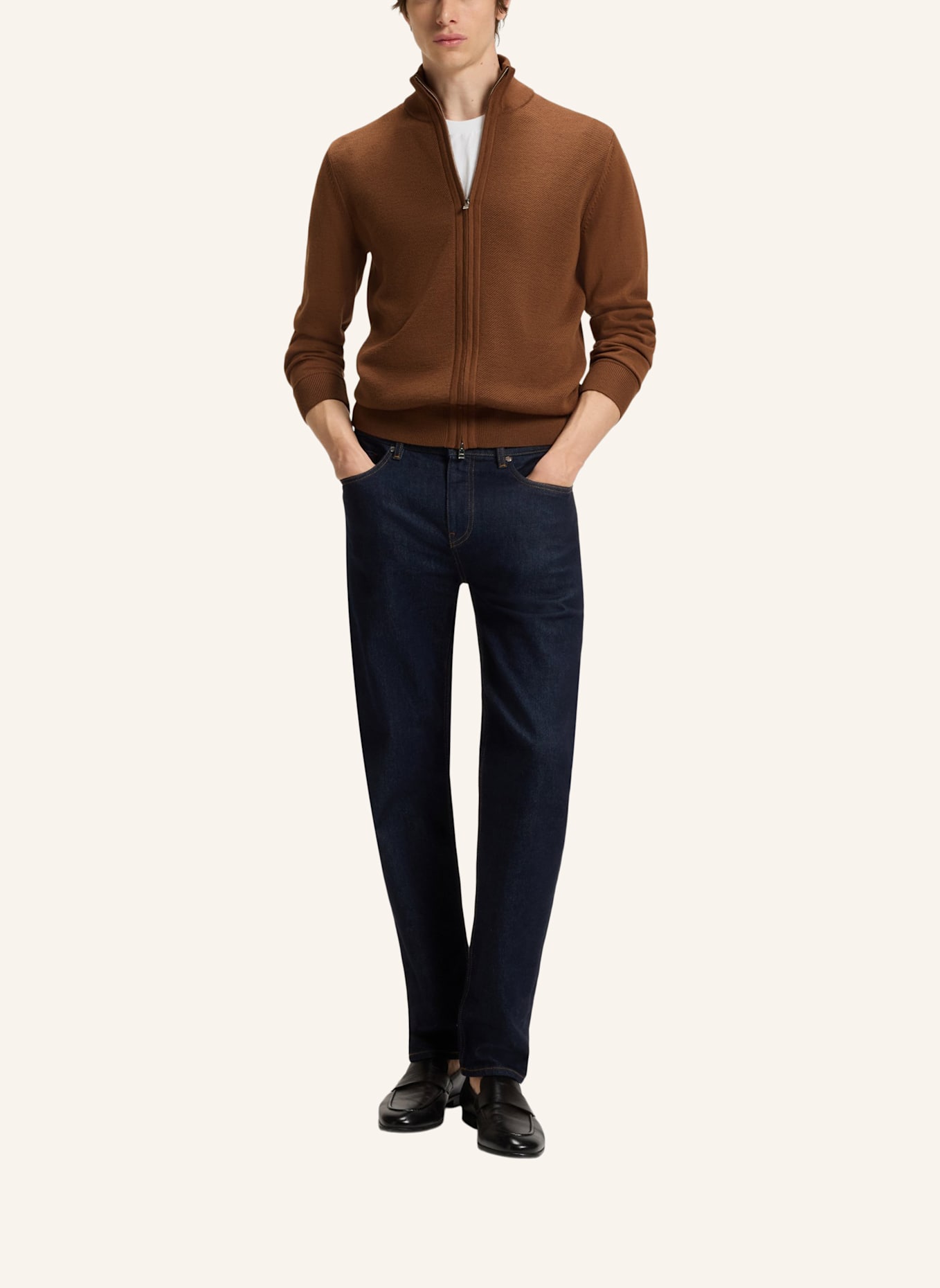 BOSS Strickjacke H-ILLARIONE Regular Fit: BRAUN