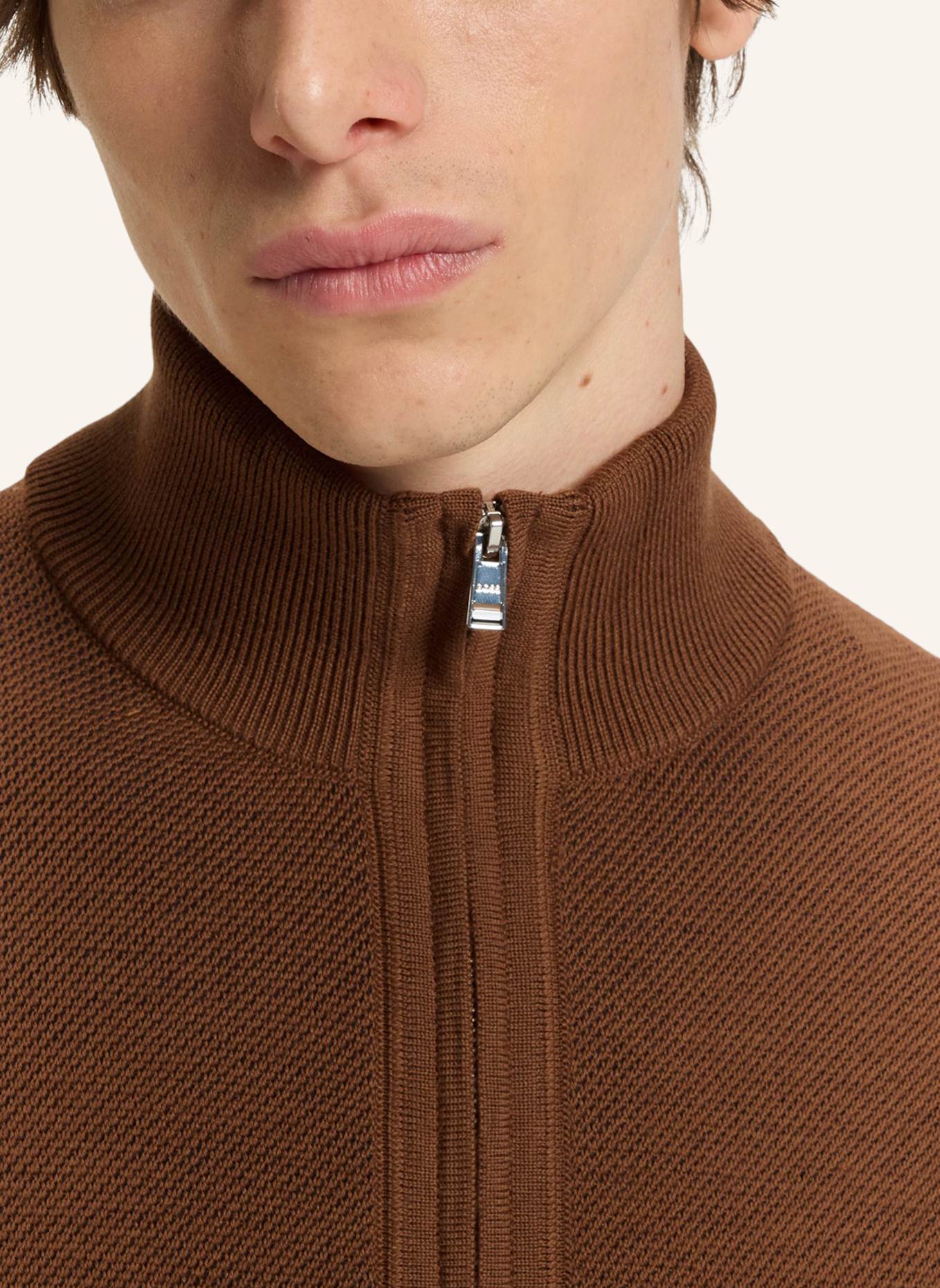 BOSS Strickjacke H-ILLARIONE Regular Fit: BRAUN