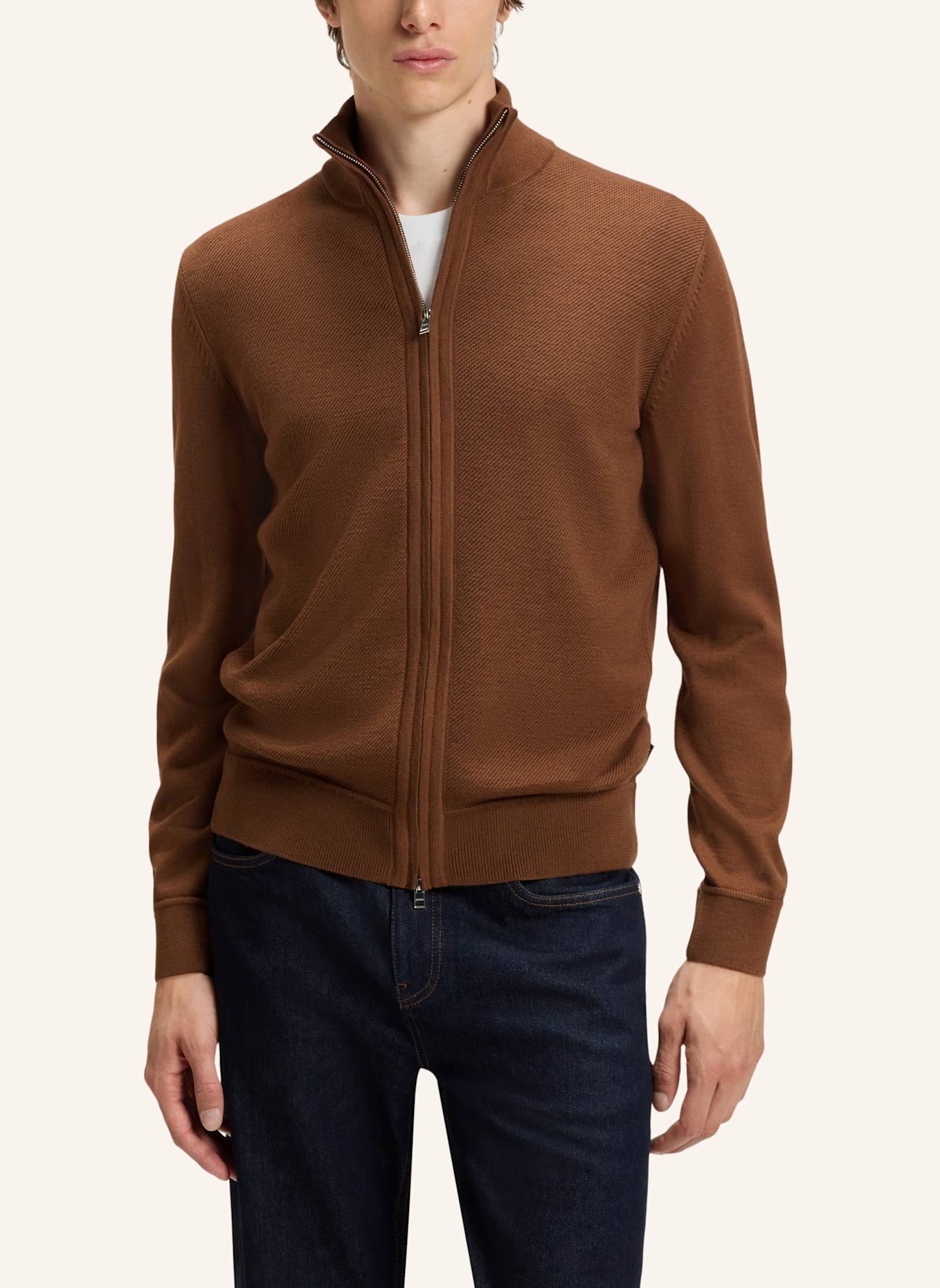BOSS Strickjacke H-ILLARIONE Regular Fit: BRAUN