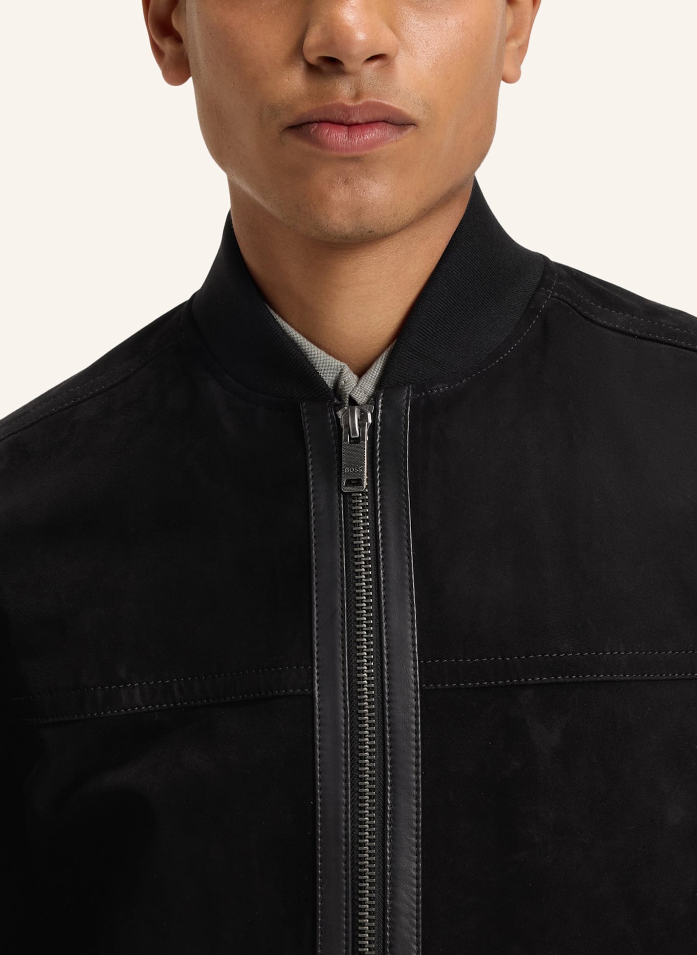 BOSS Lederjacke JOHICE Regular Fit: SCHWARZ