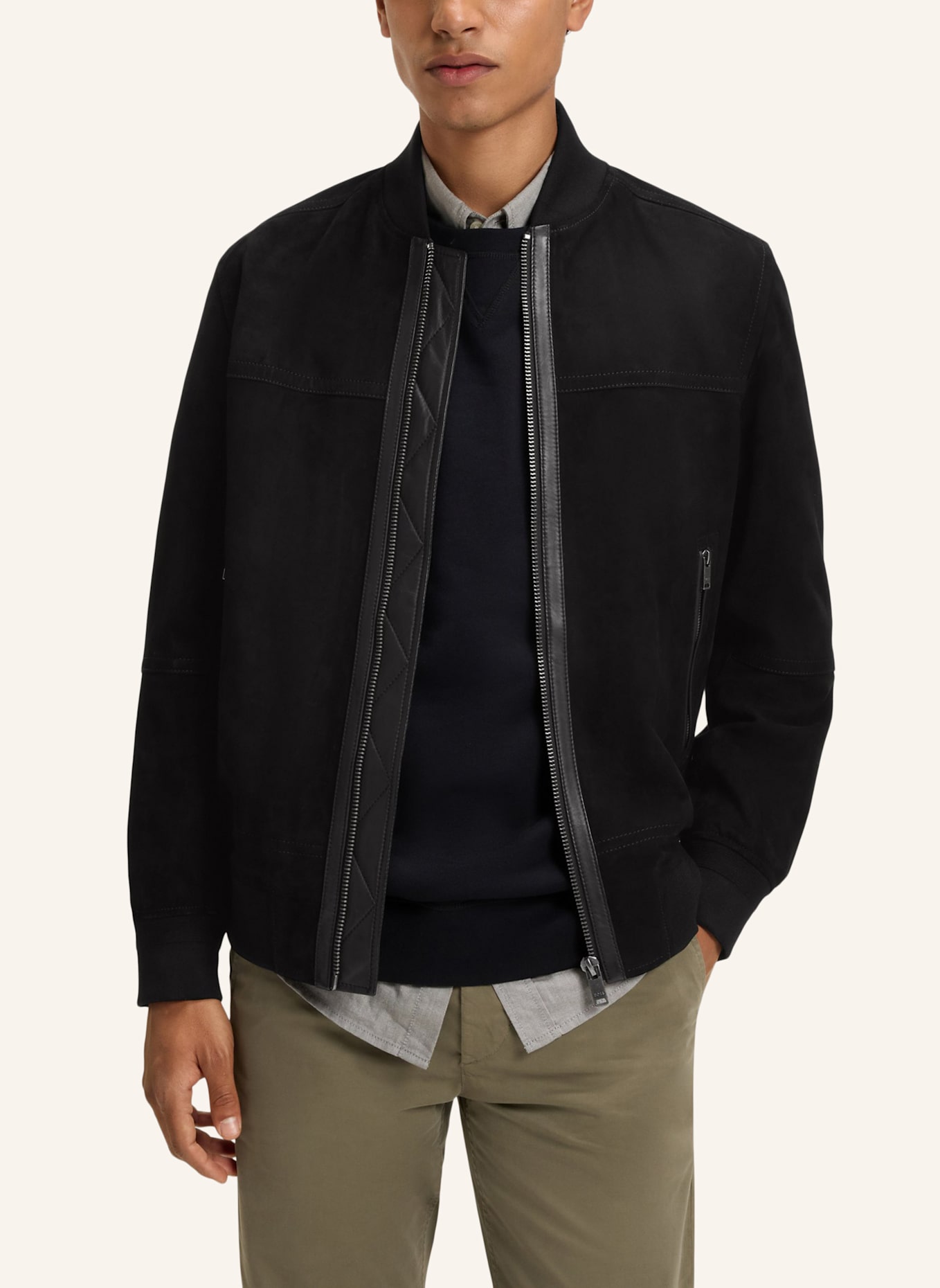 BOSS Lederjacke JOHICE Regular Fit: SCHWARZ