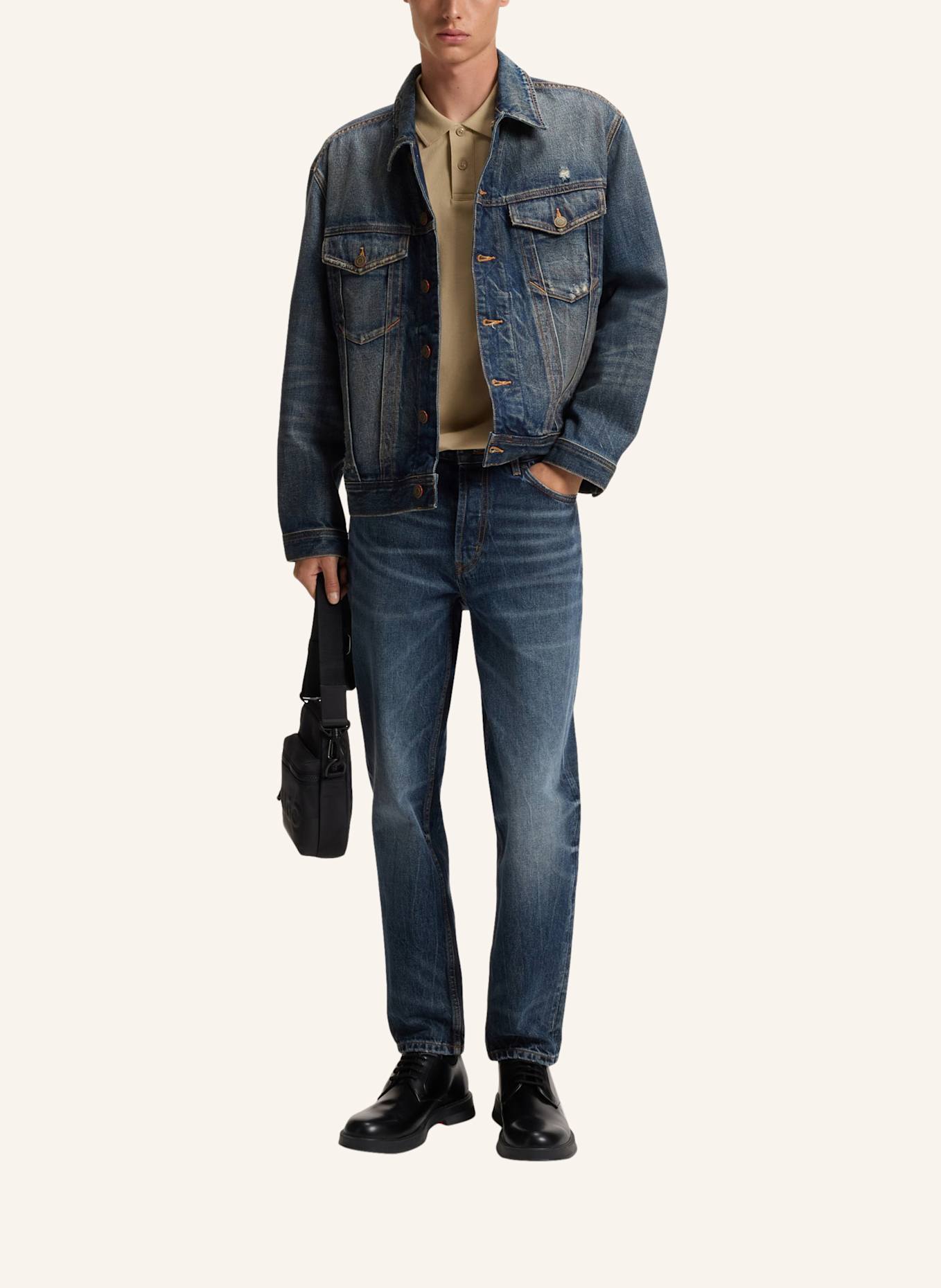 HUGO Poloshirt DUSPLITY Relaxed Fit: BEIGE