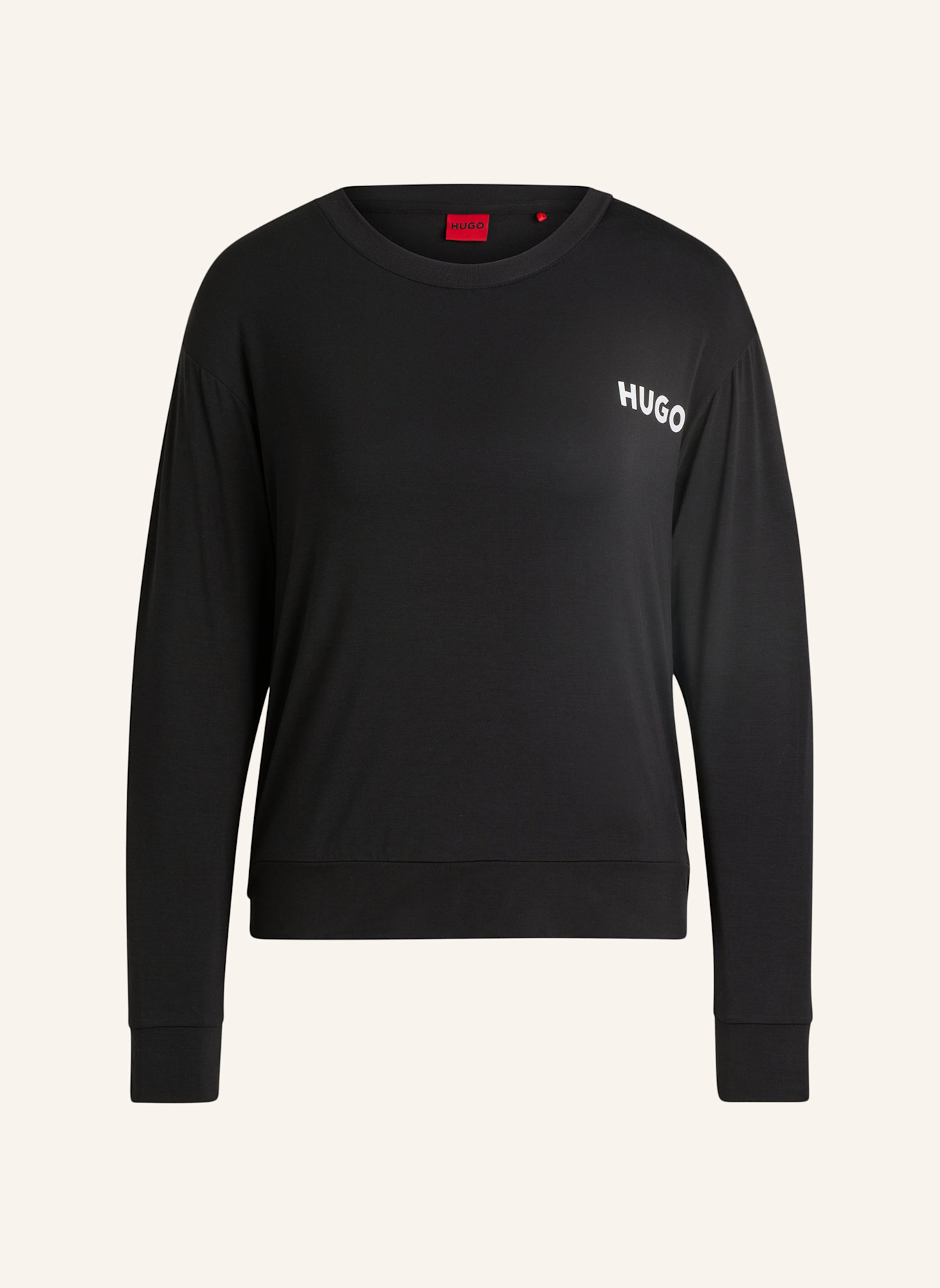 HUGO Pyjama-Oberteil UNITE_LS-SHIRT Relaxed Fit: SCHWARZ