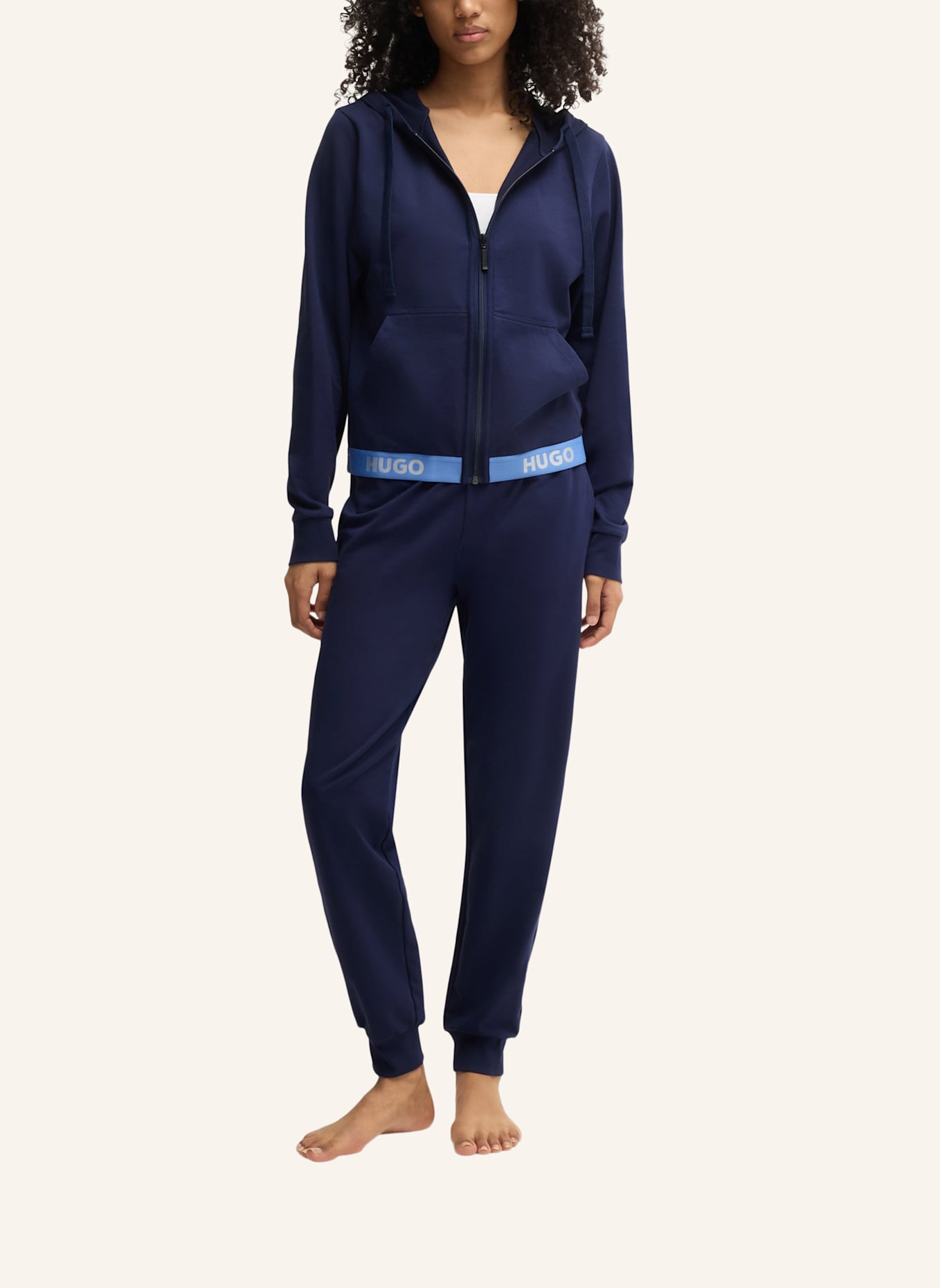 HUGO Loungewear Jacke SPORTY LOGO_JACKET Relaxed Fit: DUNKELBLAU