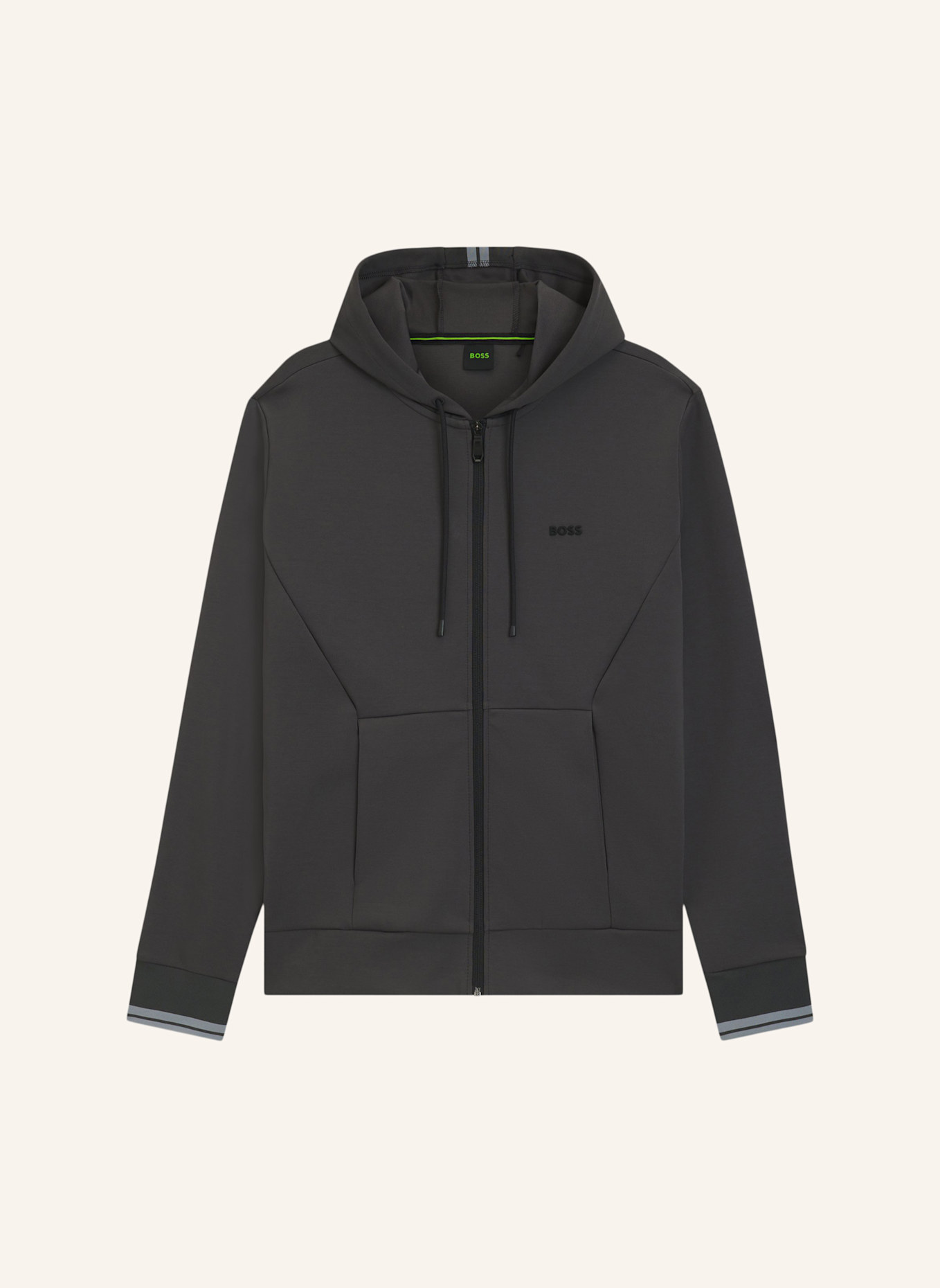 BOSS Sweatshirt FZ HOODIE ZONE Regular Fit: DUNKELGRAU