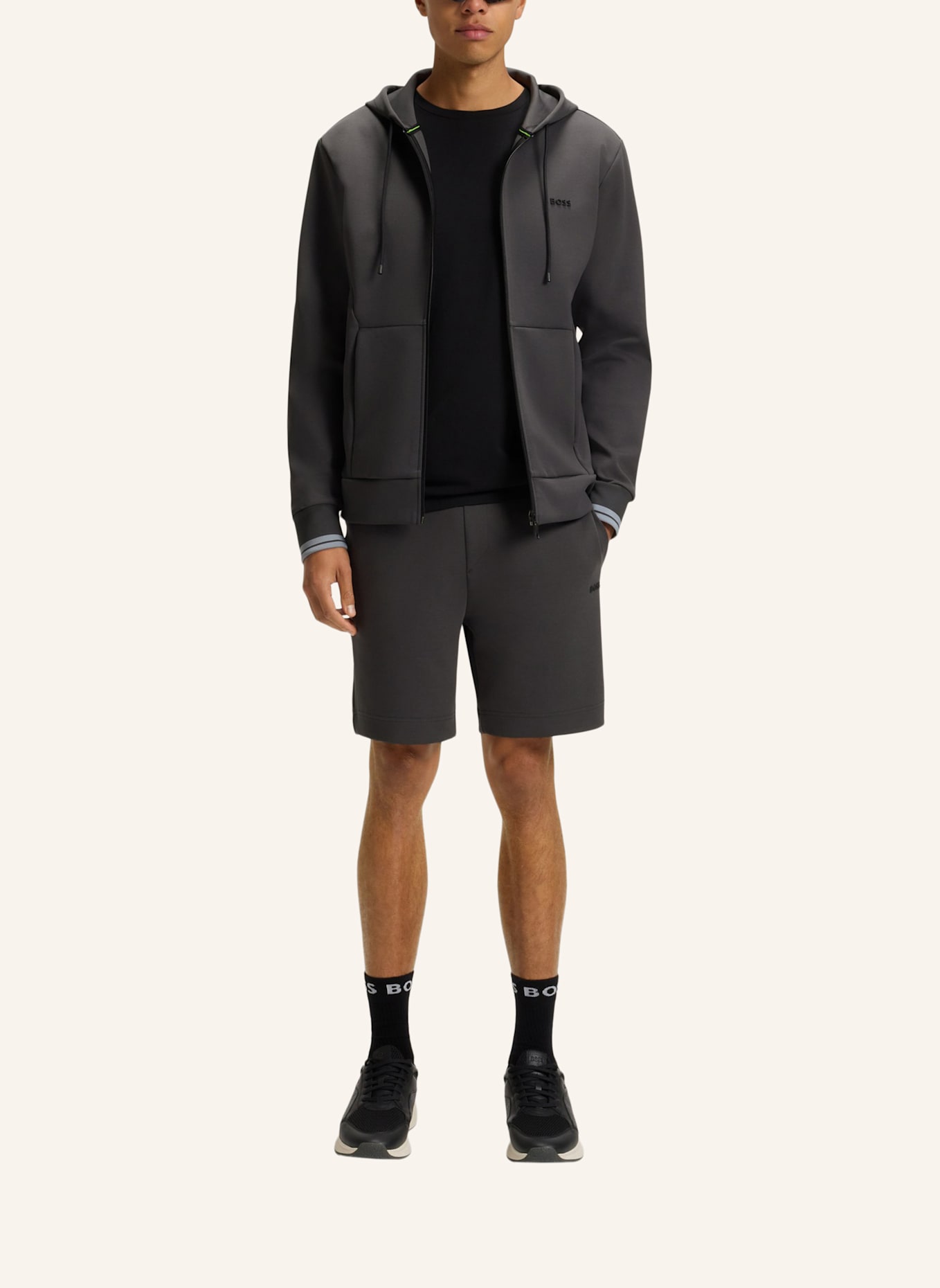 BOSS Sweatshirt FZ HOODIE ZONE Regular Fit: DUNKELGRAU