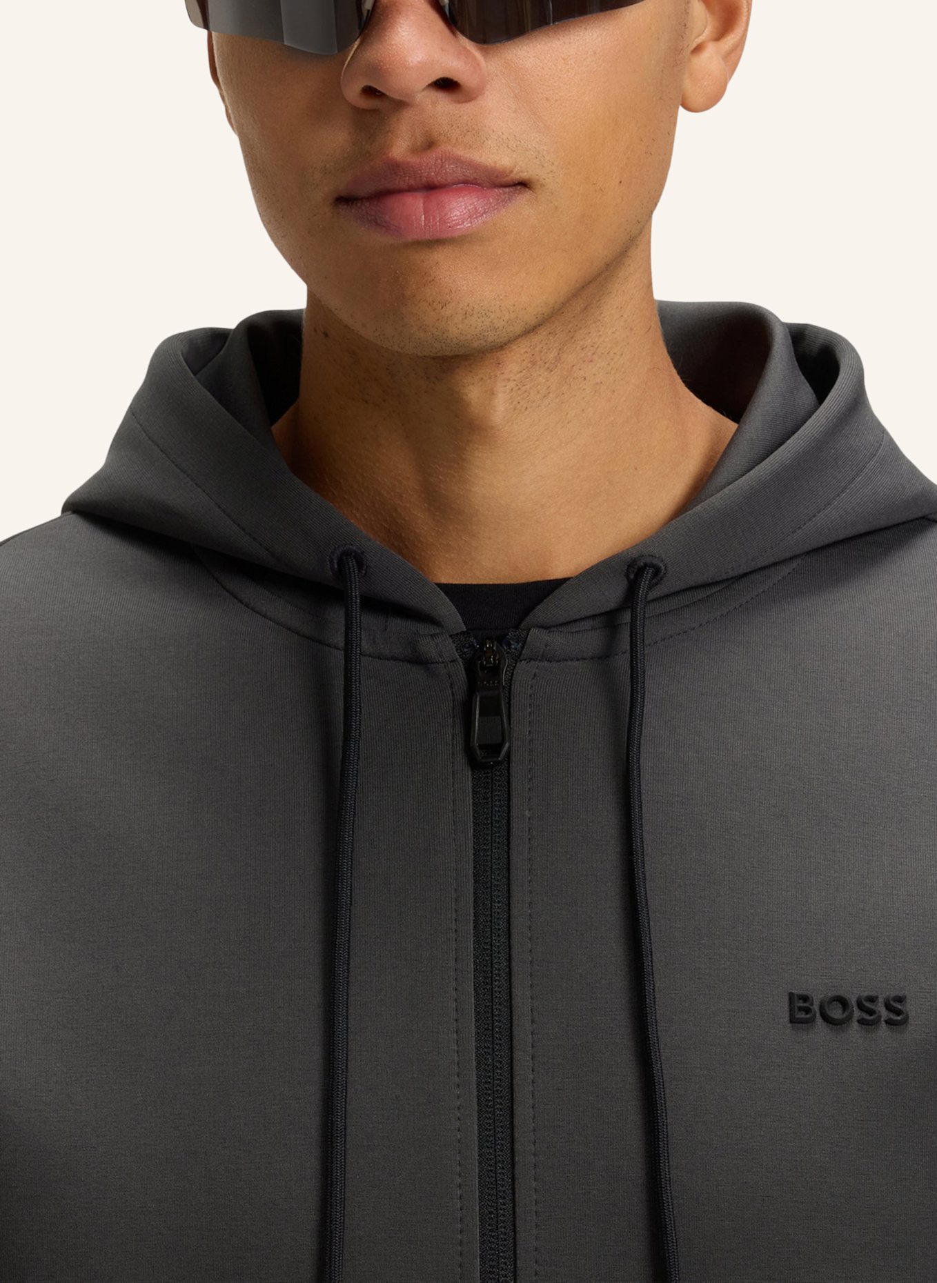 BOSS Sweatshirt FZ HOODIE ZONE Regular Fit: DUNKELGRAU