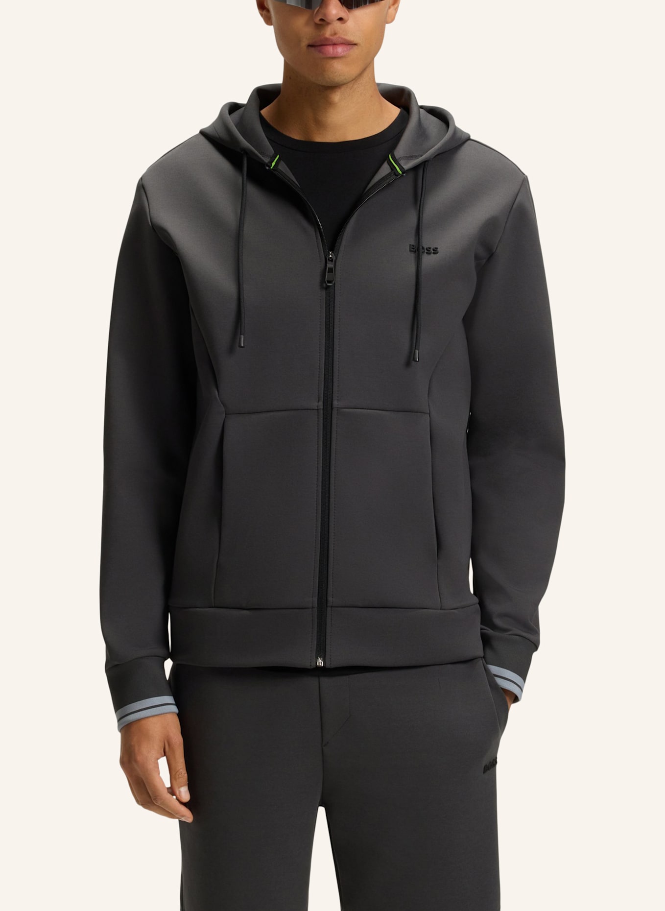 BOSS Sweatshirt FZ HOODIE ZONE Regular Fit: DUNKELGRAU