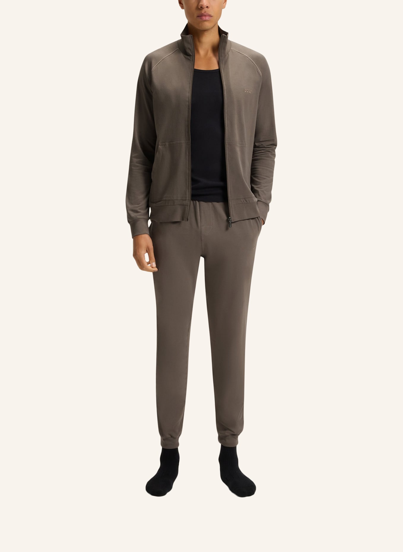 BOSS Loungewear Jacke MIX&MATCH JACKET Z Regular Fit: BRAUN