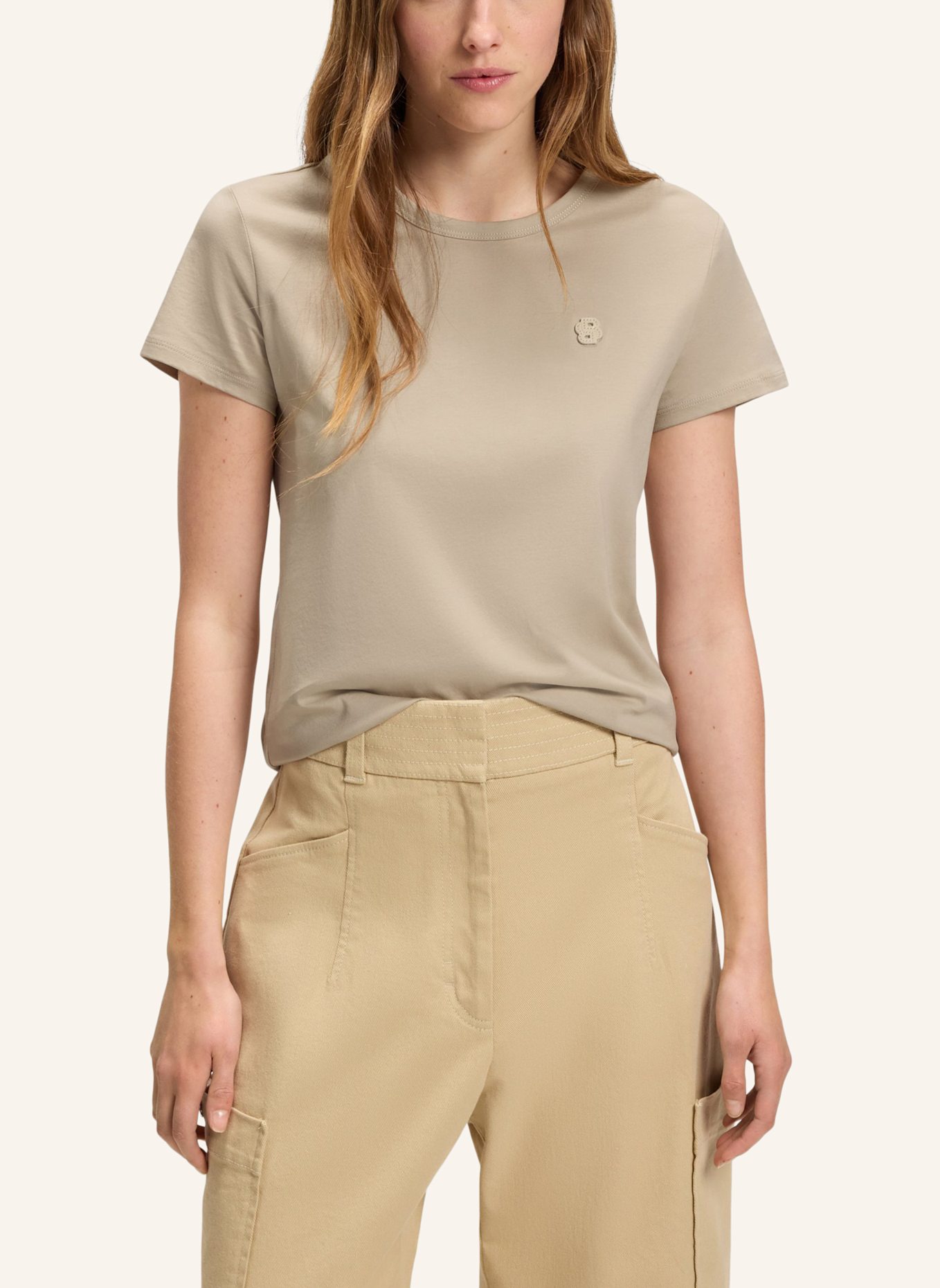 BOSS T-Shirt EVENTSA8 Slim Fit: BEIGE