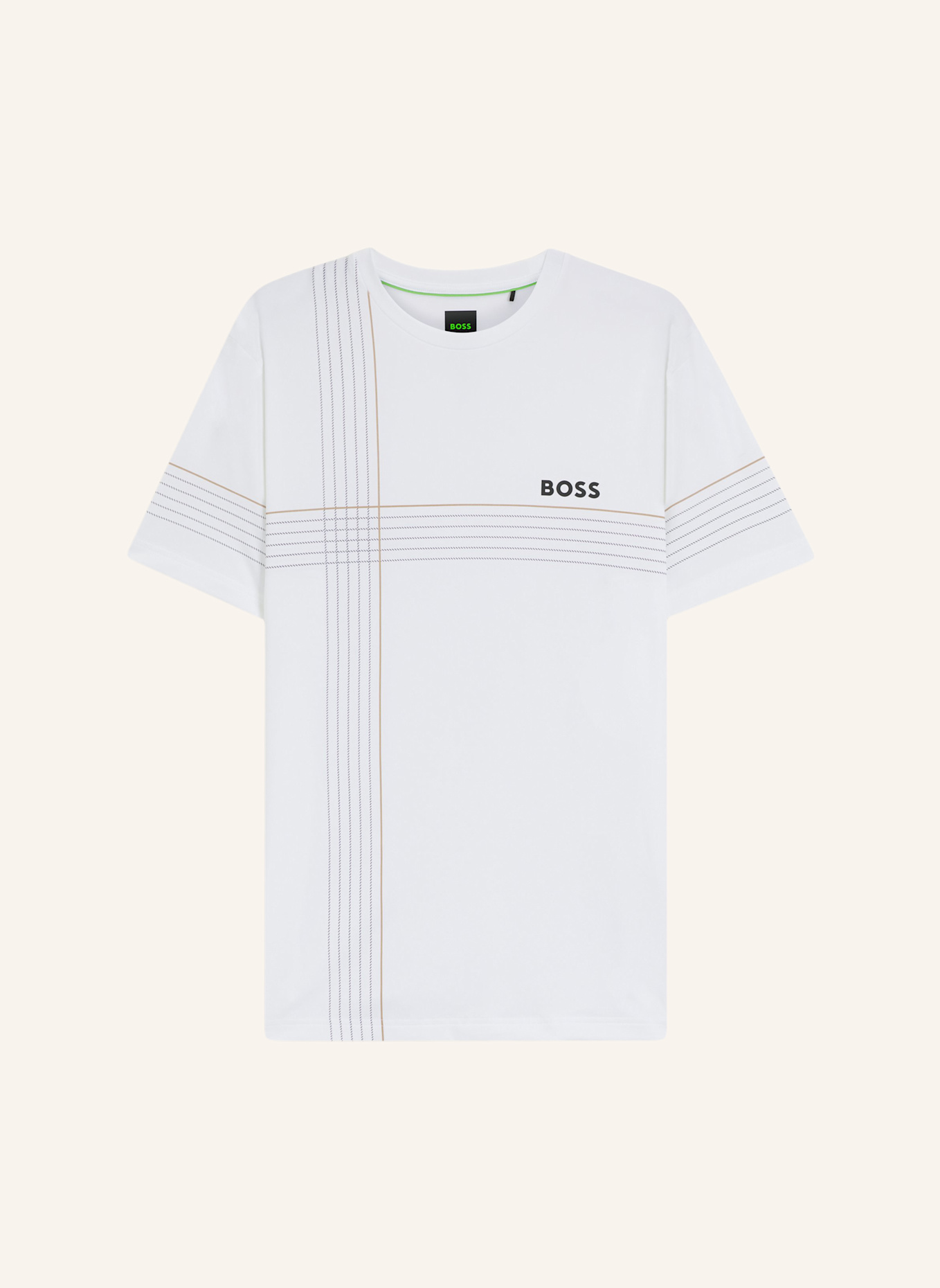 BOSS T-Shirt TEE CHECK TOC Slim Fit: WEISS