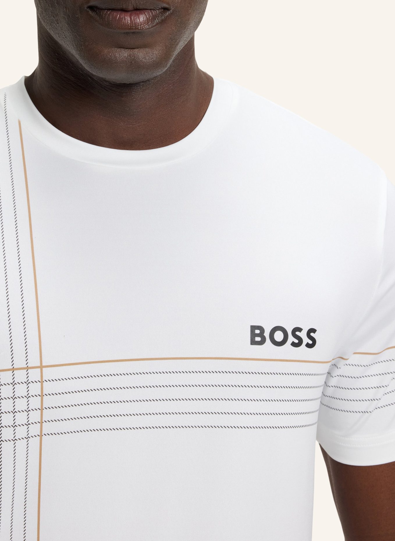 BOSS T-Shirt TEE CHECK TOC Slim Fit: WEISS