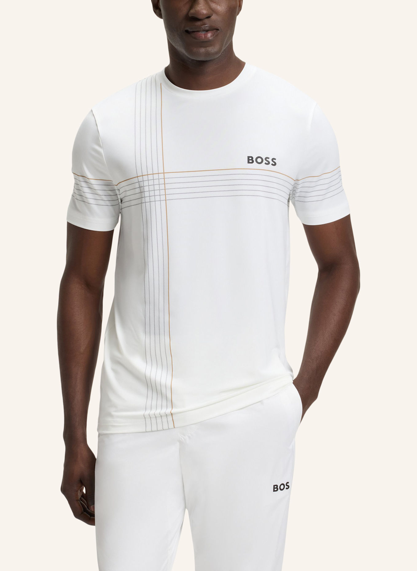 BOSS T-Shirt TEE CHECK TOC Slim Fit: WEISS