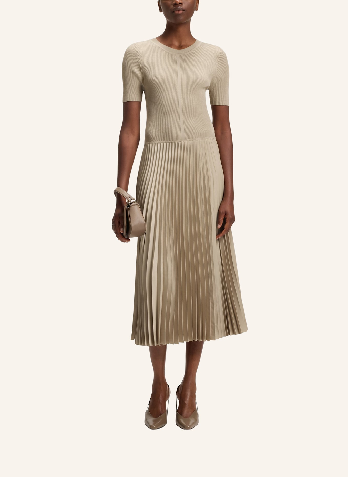 BOSS Gestricktes Kleid FADRIDI: BEIGE