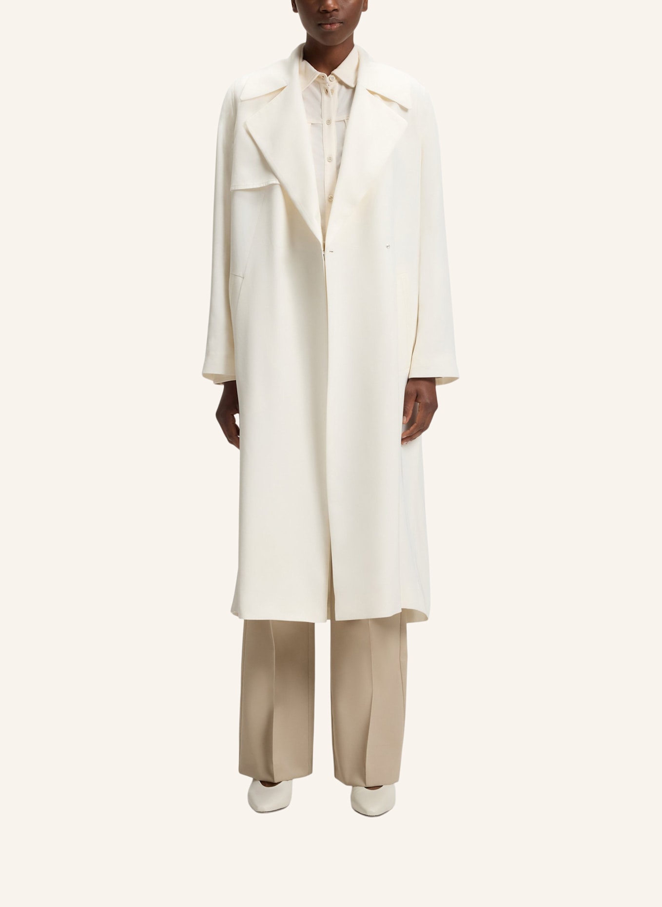 BOSS Klassischer Mantel CALISSYA Regular Fit: WEISS