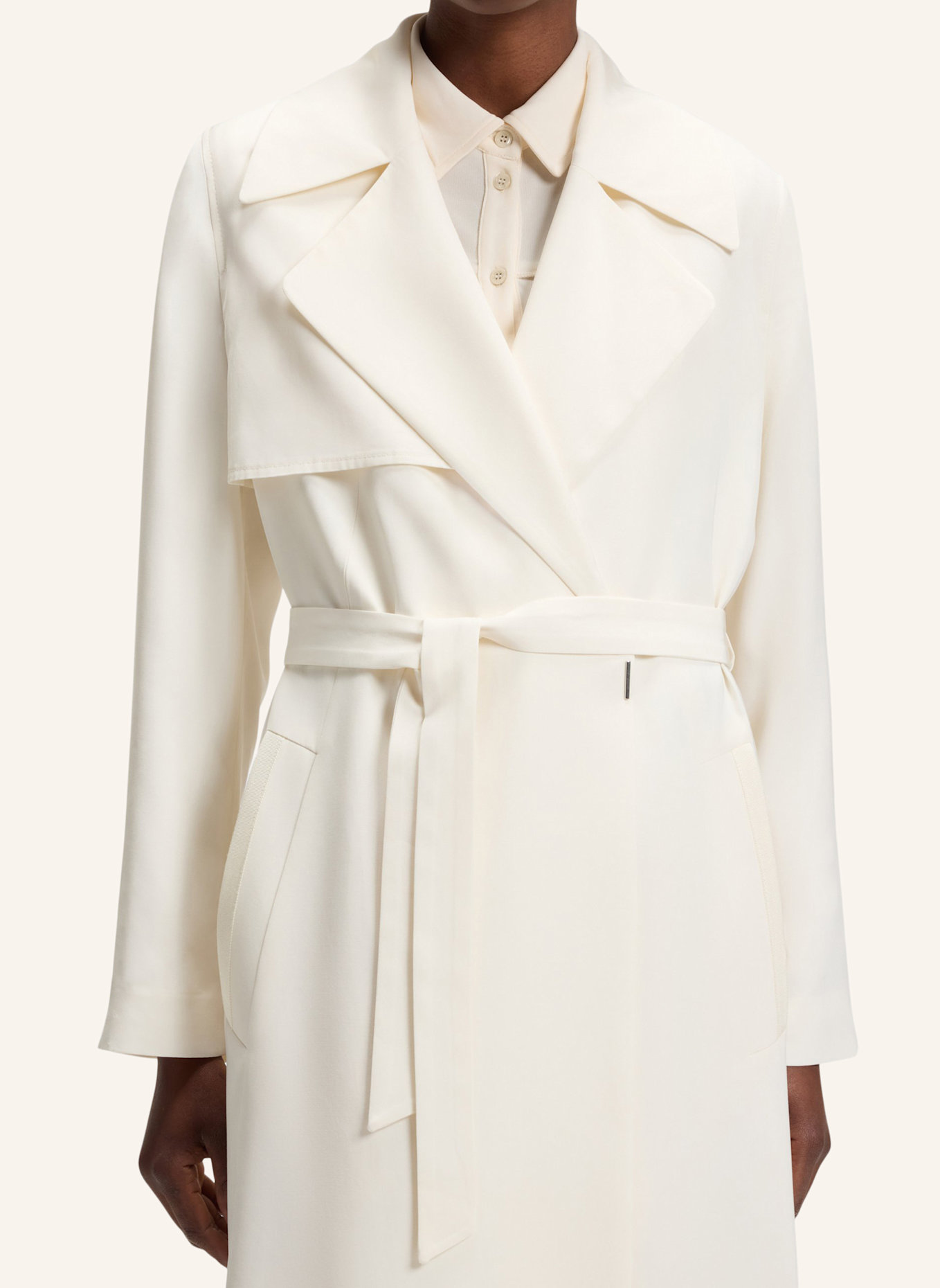 BOSS Klassischer Mantel CALISSYA Regular Fit: WEISS