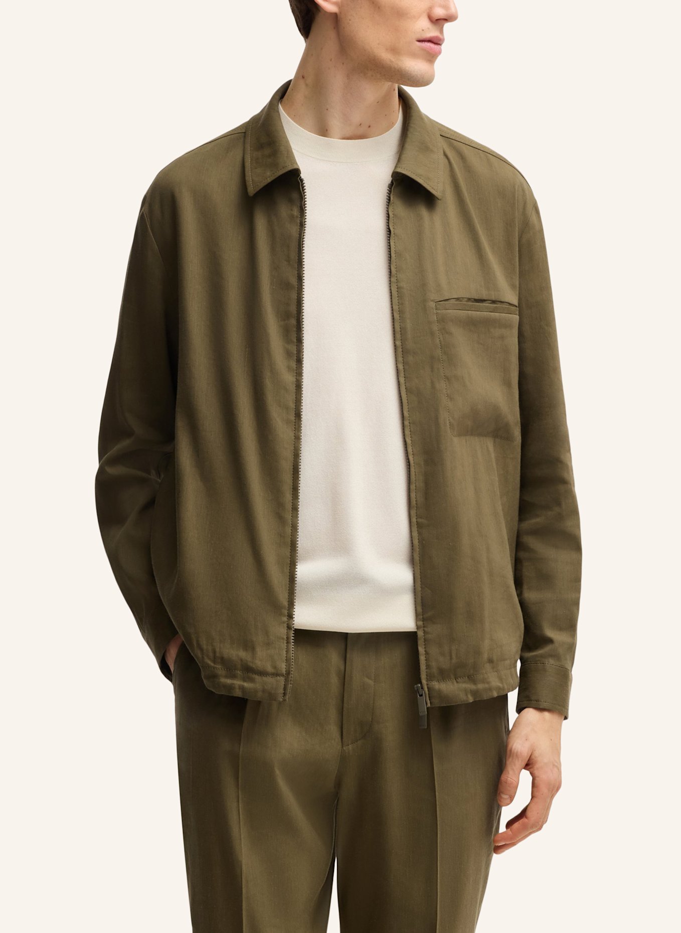 BOSS Blazer P-CARPER-ZIP-WG-252 Relaxed Fit: DUNKELGRÜN