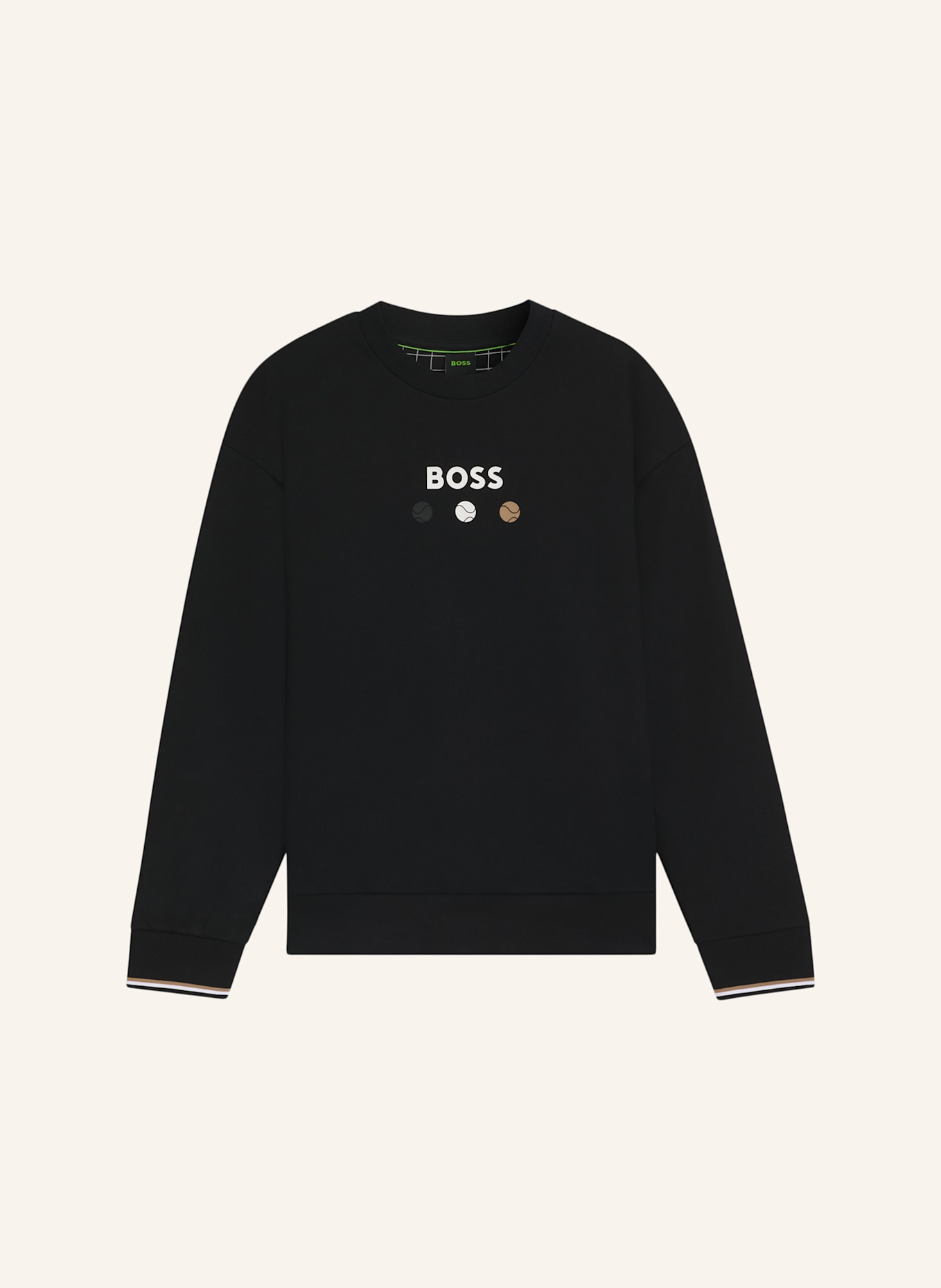 BOSS Sweatshirt CREW BOSS OPEN 25 Relaxed Fit: SCHWARZ