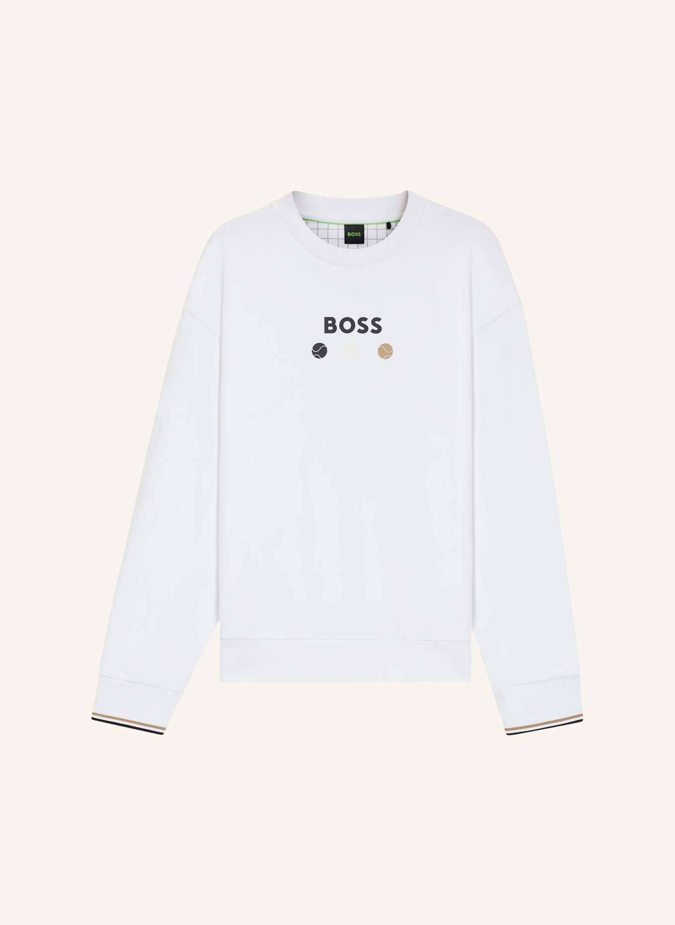 BOSS Sweatshirt CREW BOSS OPEN 25 Relaxed Fit: WEISS
