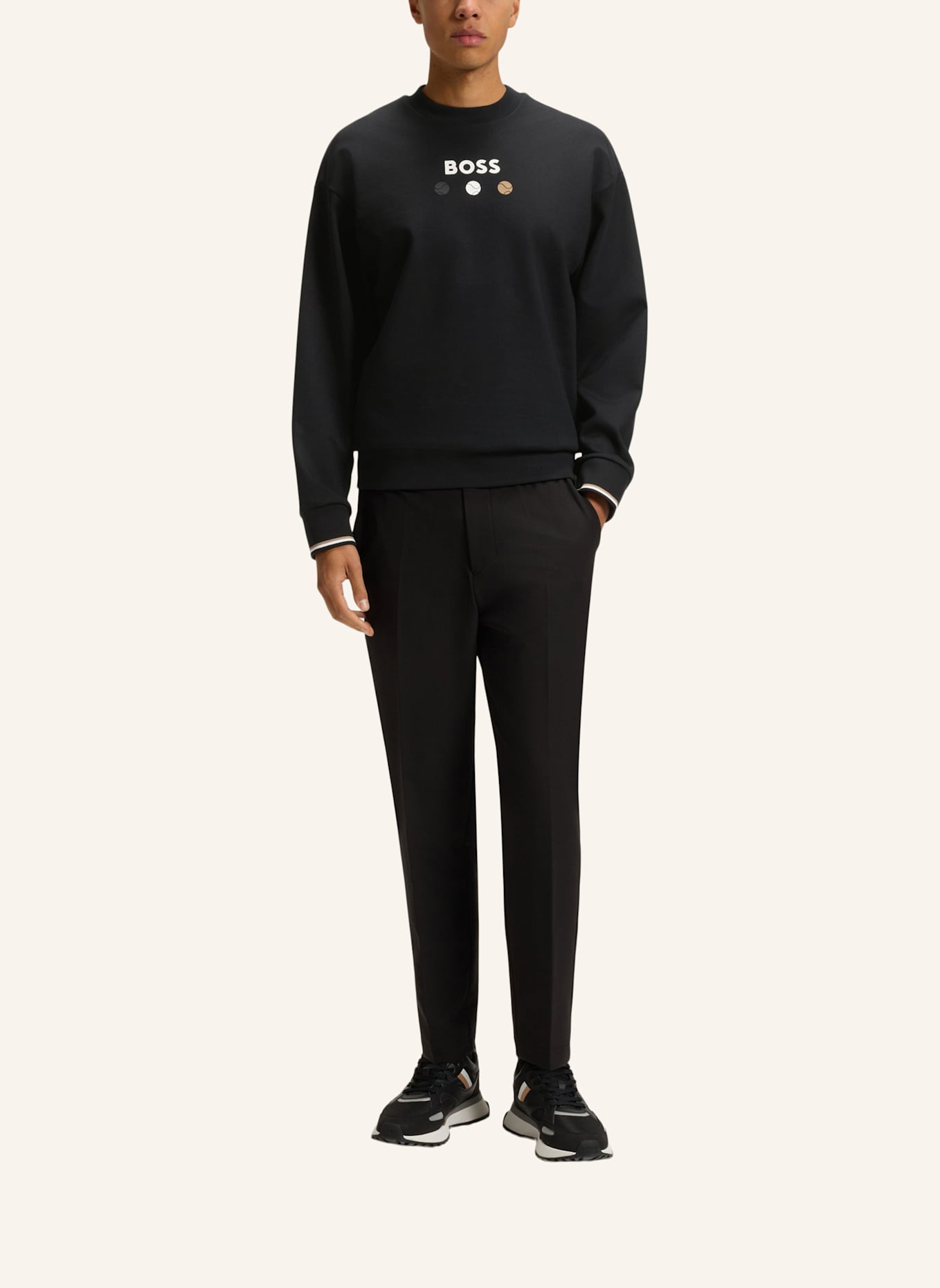 BOSS Sweatshirt CREW BOSS OPEN 25 Relaxed Fit: SCHWARZ