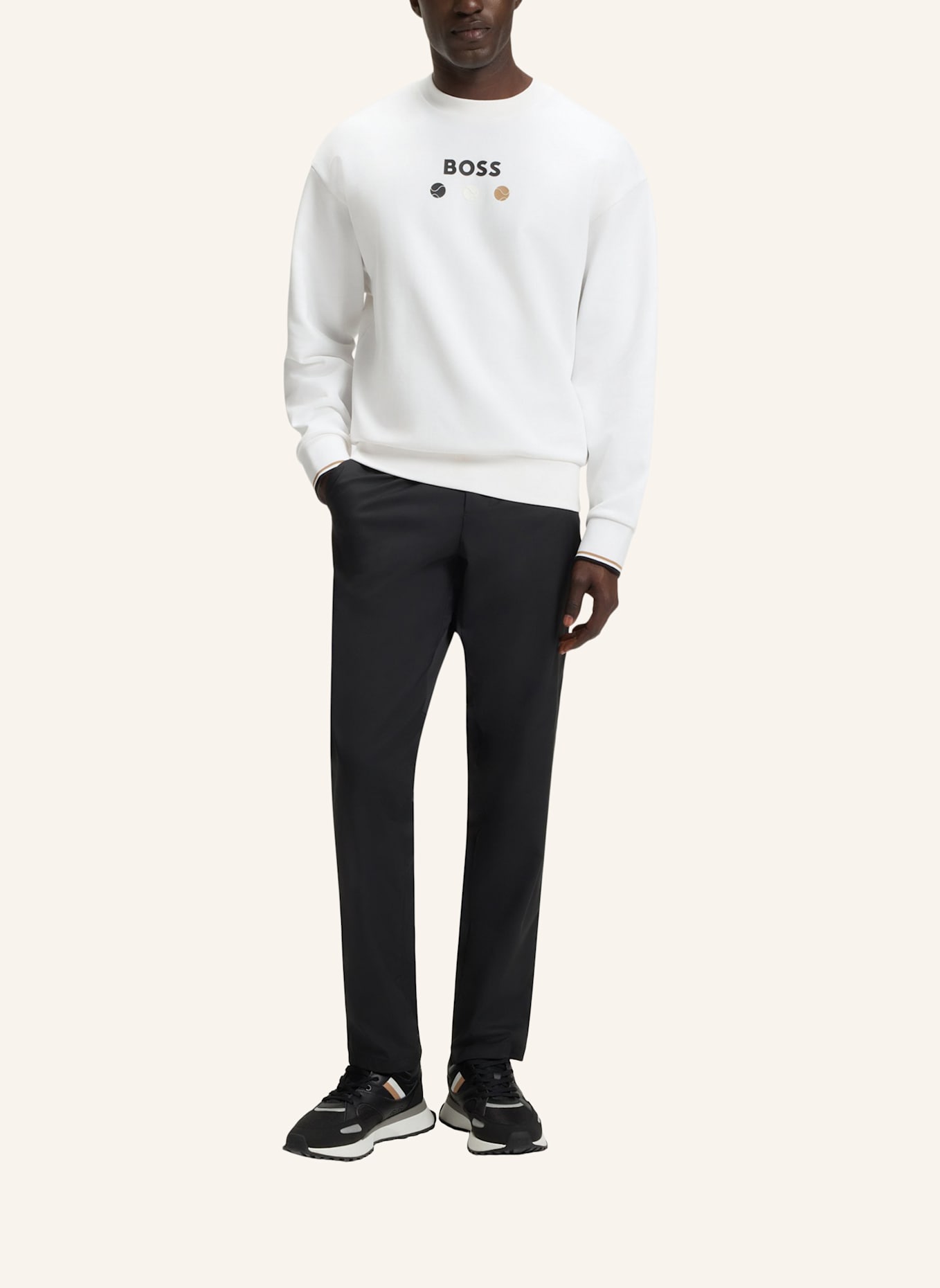 BOSS Sweatshirt CREW BOSS OPEN 25 Relaxed Fit: WEISS