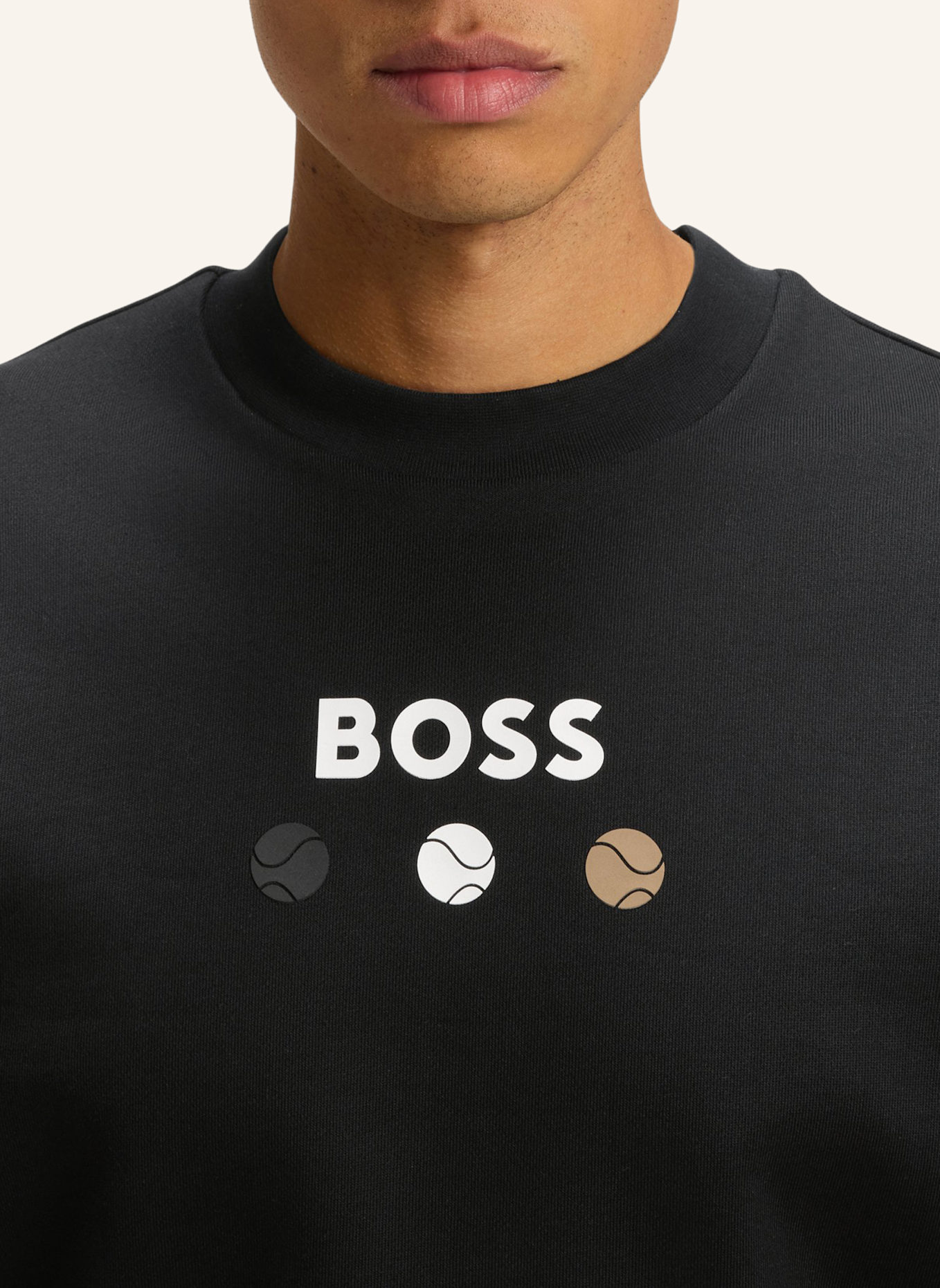 BOSS Sweatshirt CREW BOSS OPEN 25 Relaxed Fit: SCHWARZ