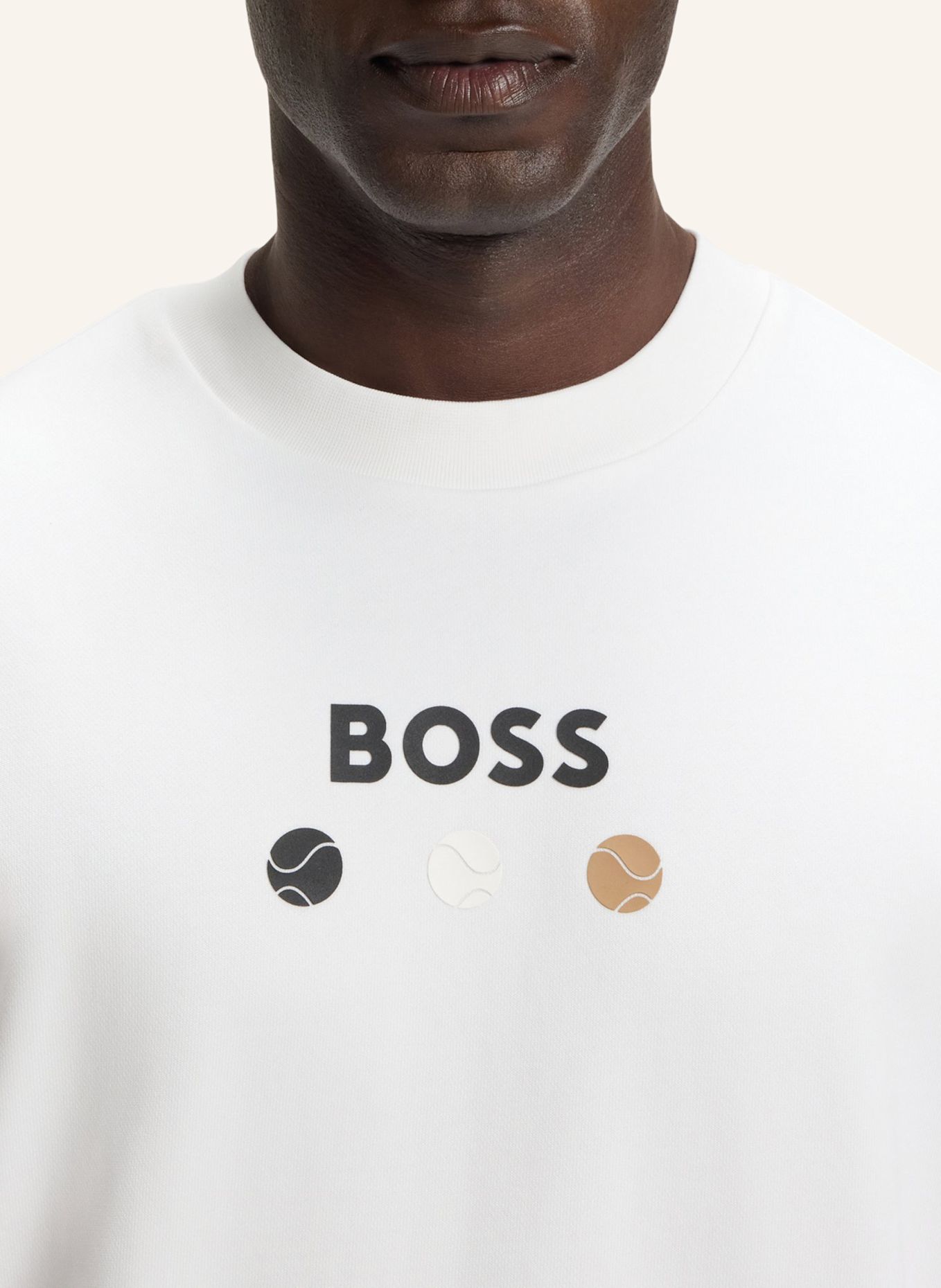 BOSS Sweatshirt CREW BOSS OPEN 25 Relaxed Fit: WEISS