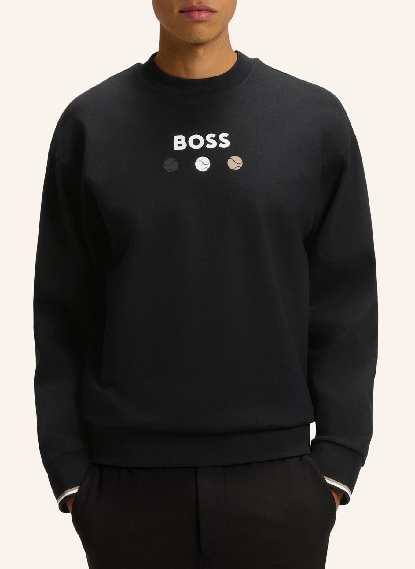 BOSS Sweatshirt CREW BOSS OPEN 25 Relaxed Fit: SCHWARZ