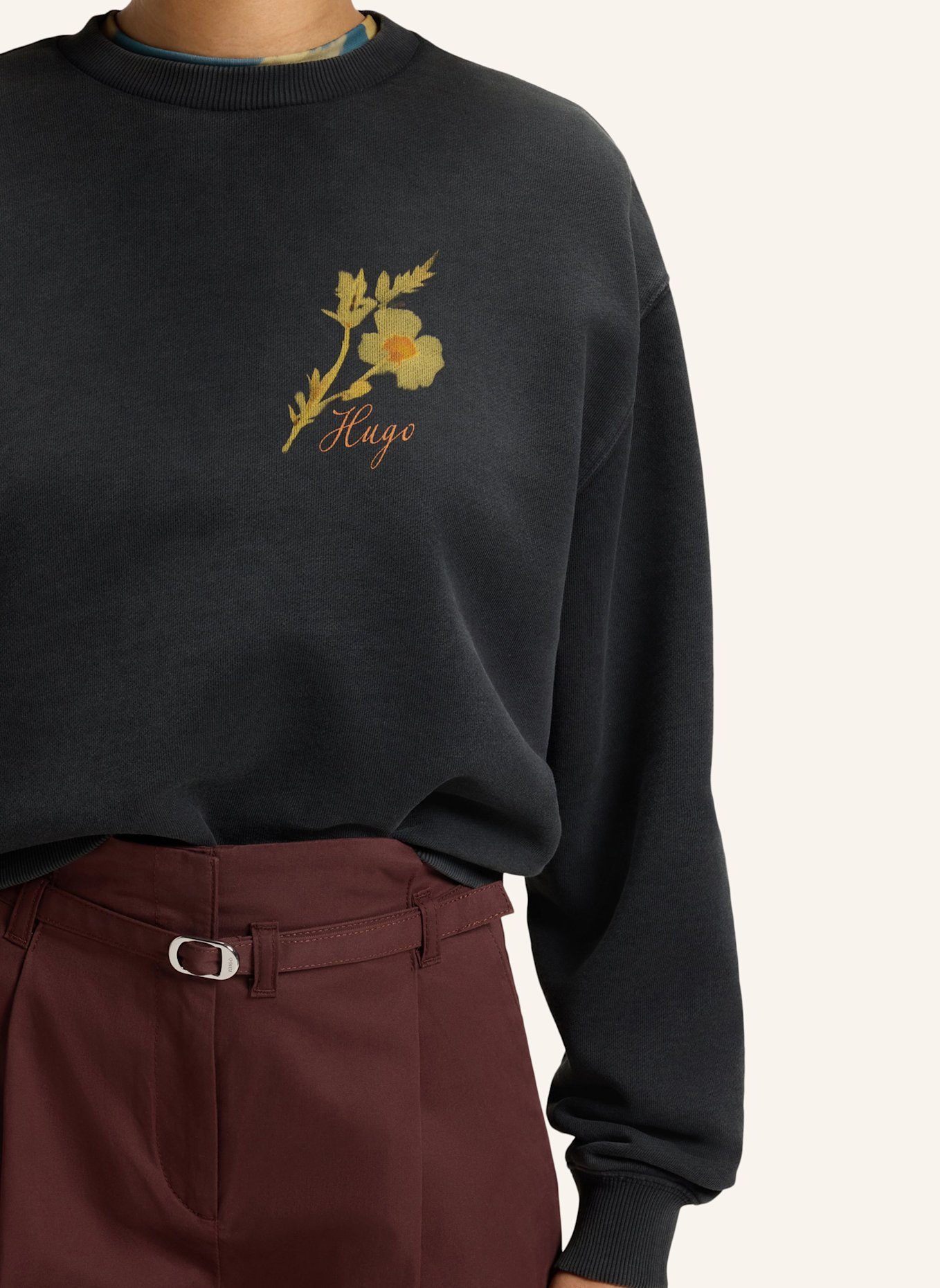 HUGO Sweatshirt DEROXINA_4 Oversize Fit: SCHWARZ