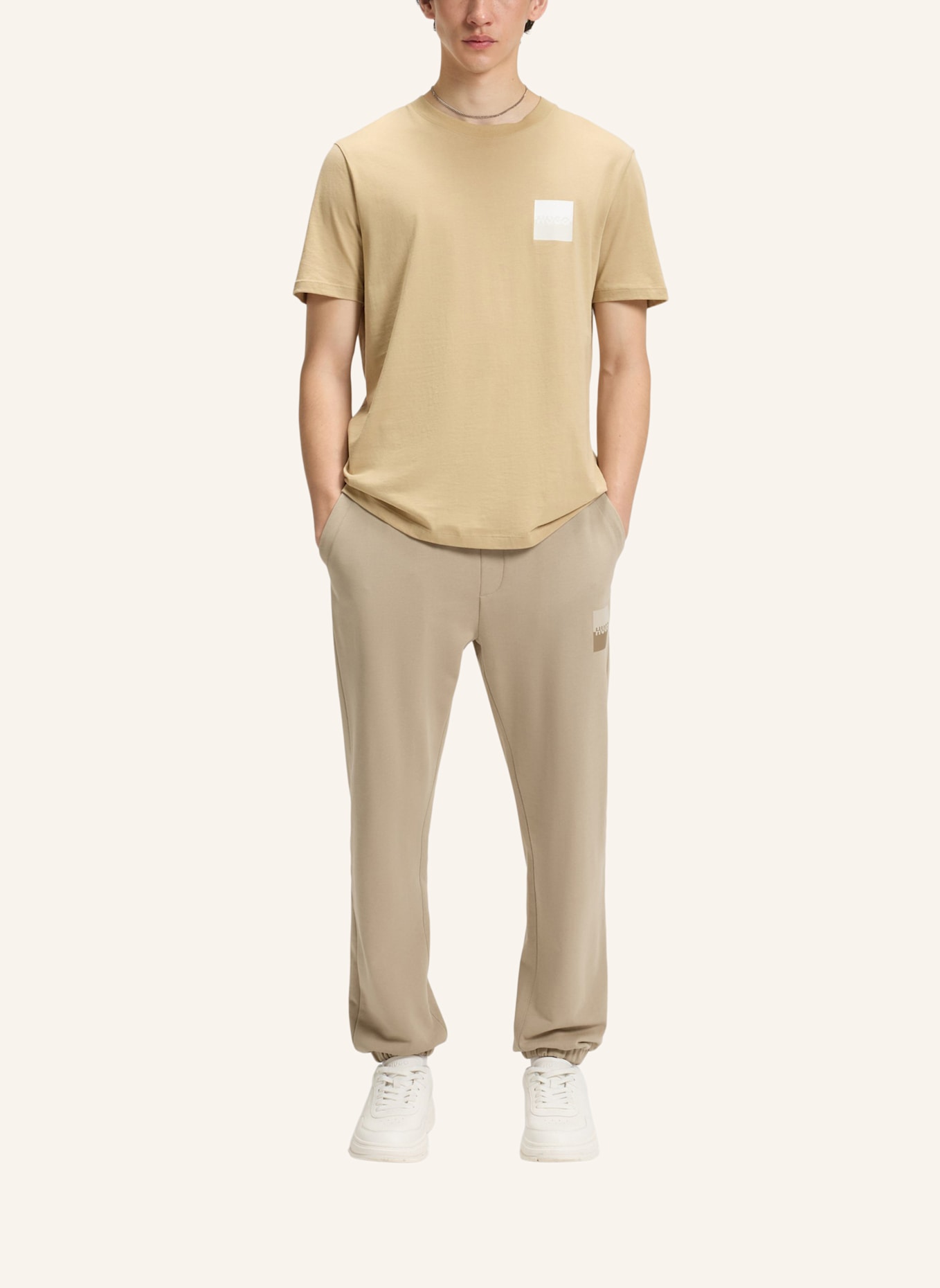 HUGO Casual Hose DUSPLITAN Relaxed Fit: BEIGE