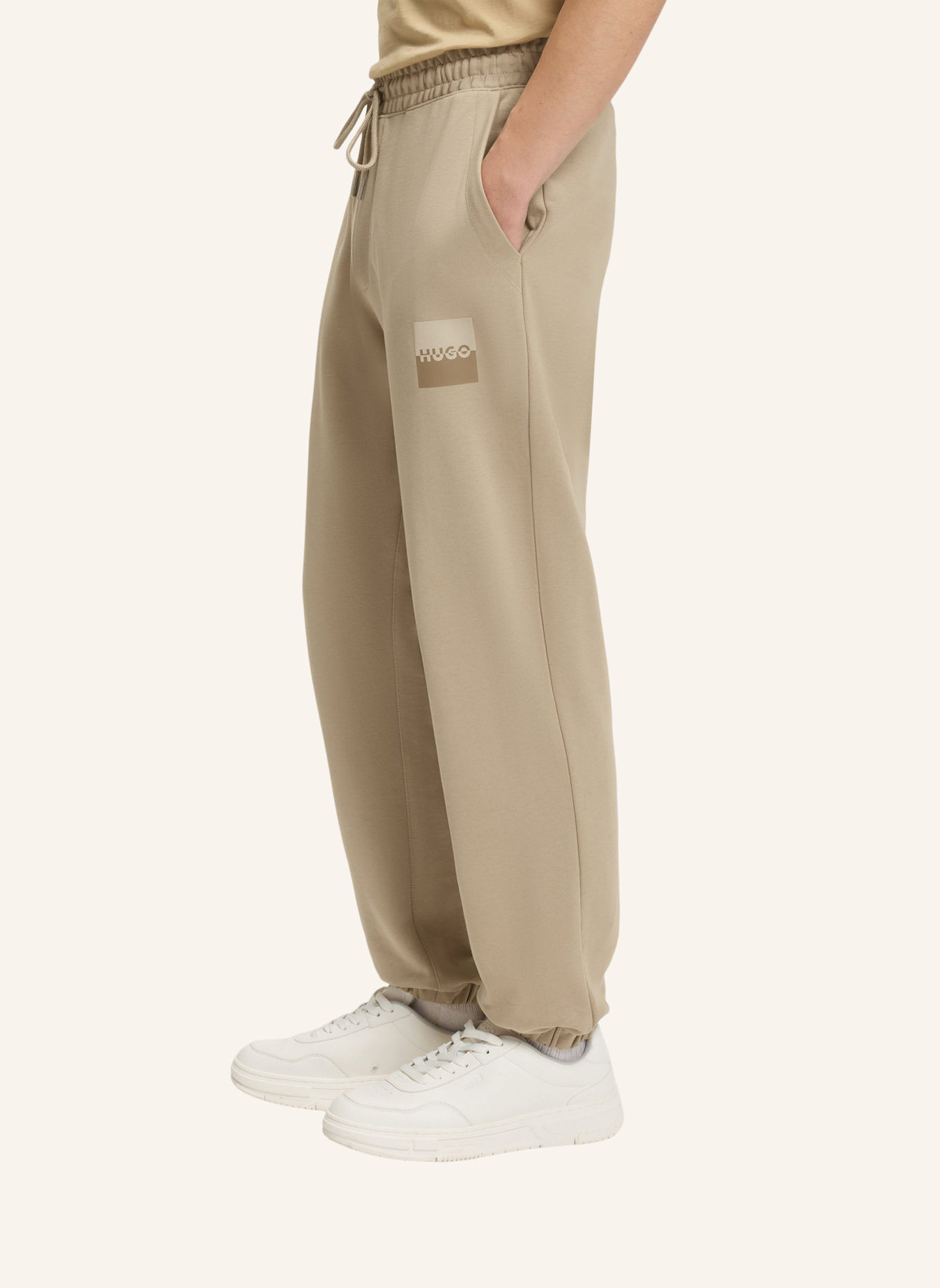 HUGO Casual Hose DUSPLITAN Relaxed Fit: BEIGE