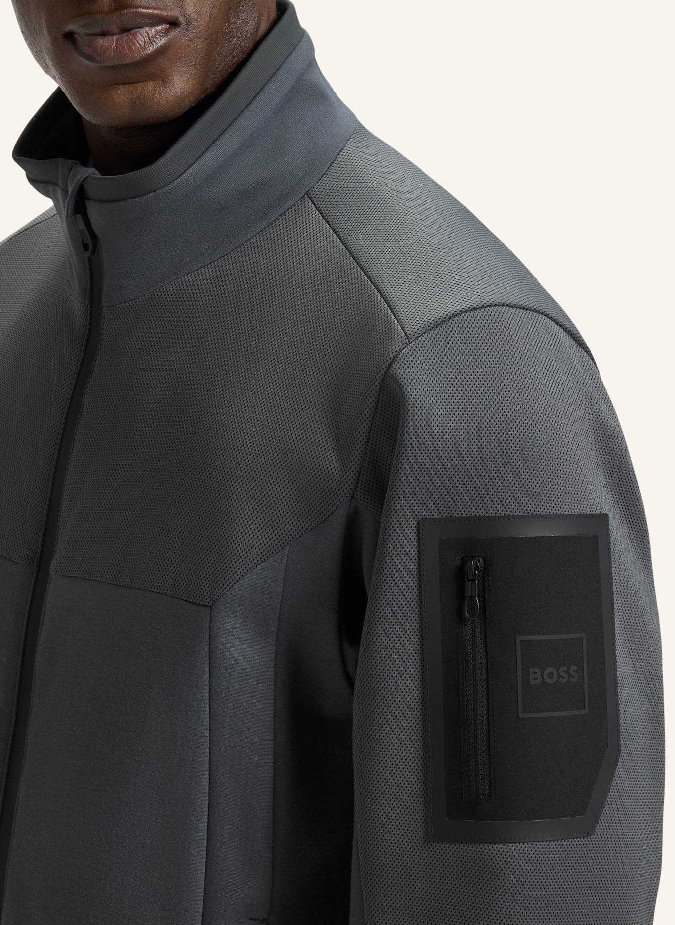 BOSS Casual Jacke J_JORD TENNIS RETRO Regular Fit: DUNKELGRAU
