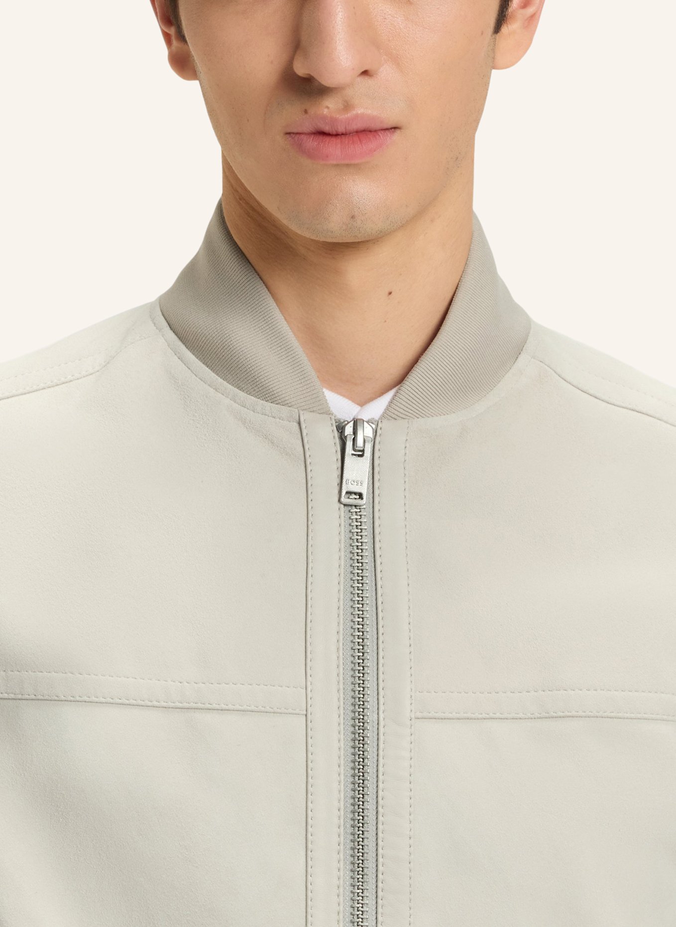 BOSS Lederjacke JOHICE Regular Fit: BEIGE