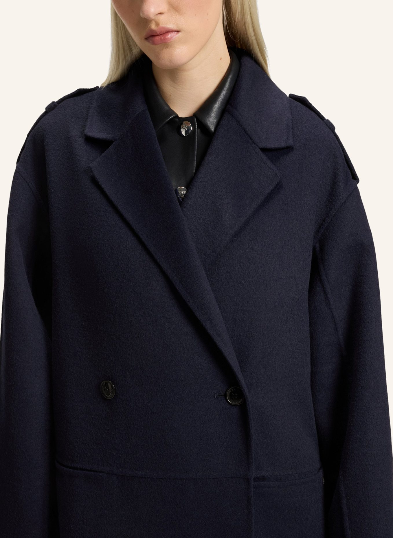 HUGO Klassischer Mantel MELUMA-1_DF Oversize Fit: DUNKELBLAU