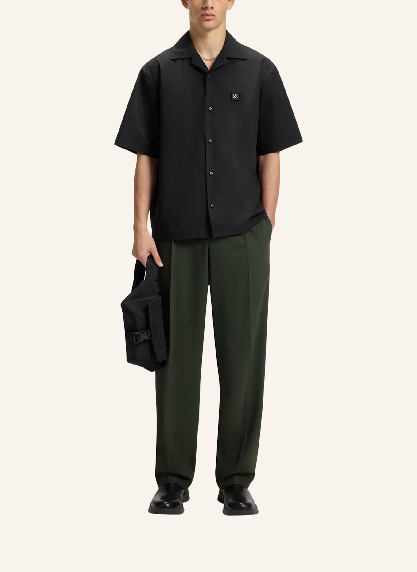 HUGO Casual Hemd ESPINO Oversize Fit: SCHWARZ