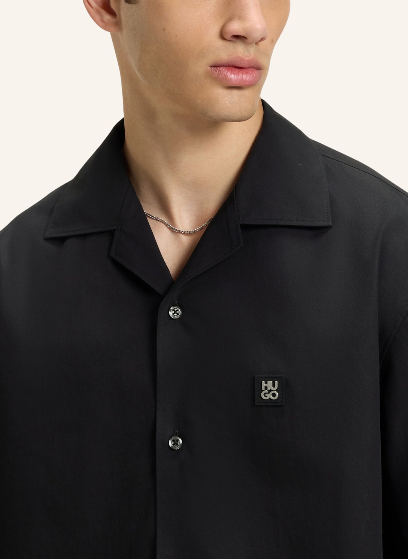 HUGO Casual Hemd ESPINO Oversize Fit: SCHWARZ