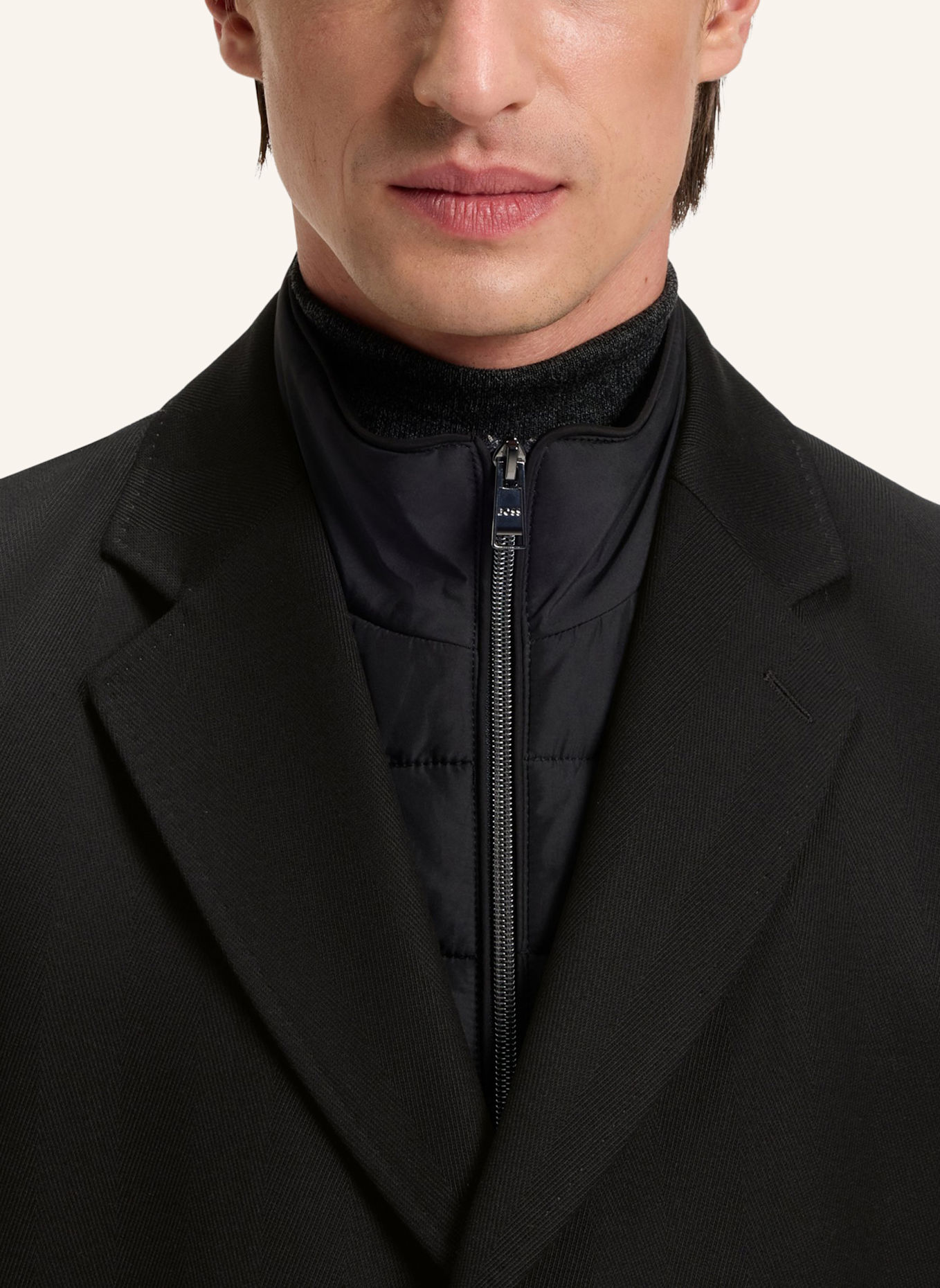 BOSS Klassischer Mantel H-HYDE-BIB-254 Slim Fit: SCHWARZ