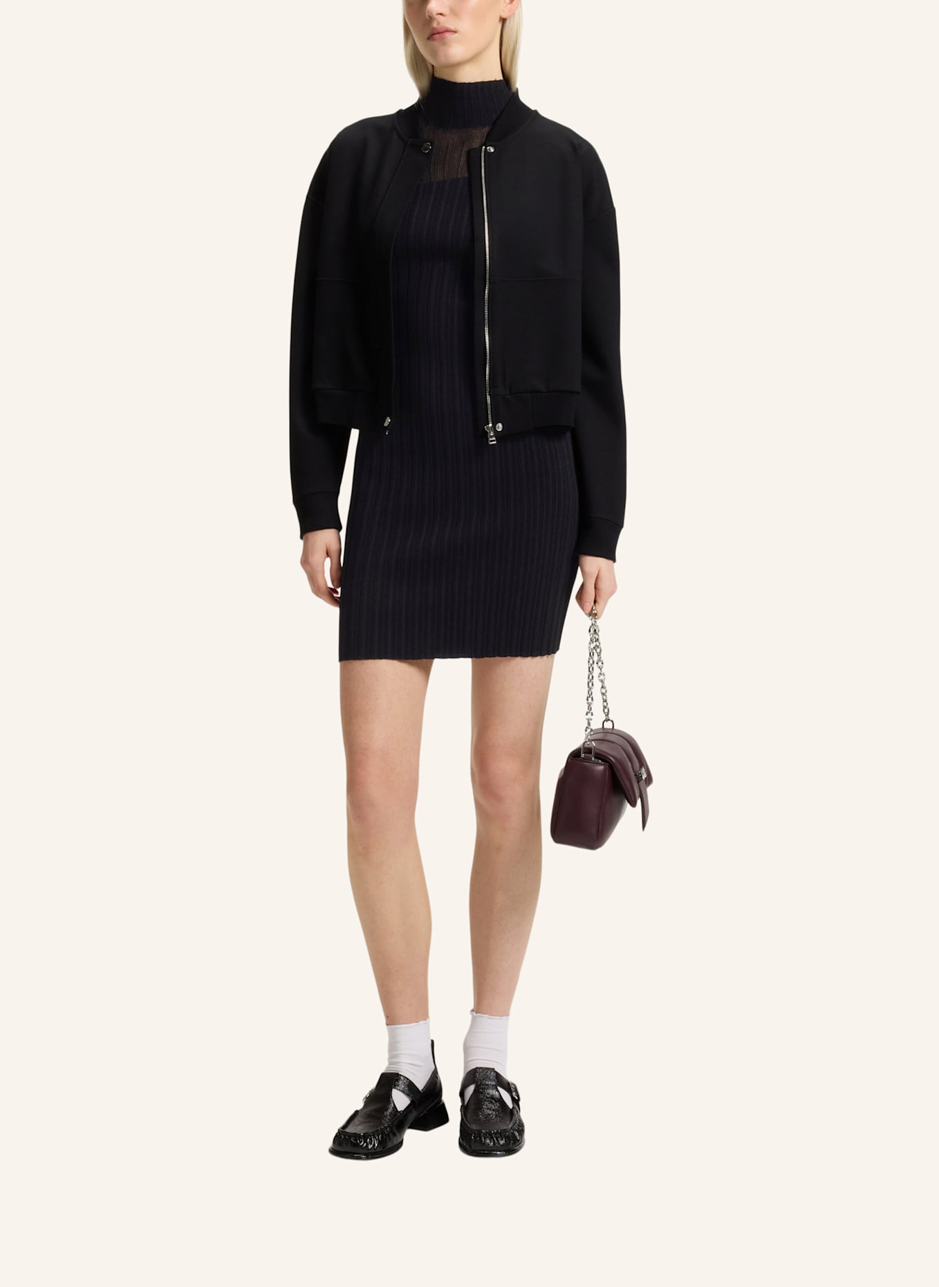 HUGO Gestricktes Kleid SICLAMINY Slim Fit: SCHWARZ