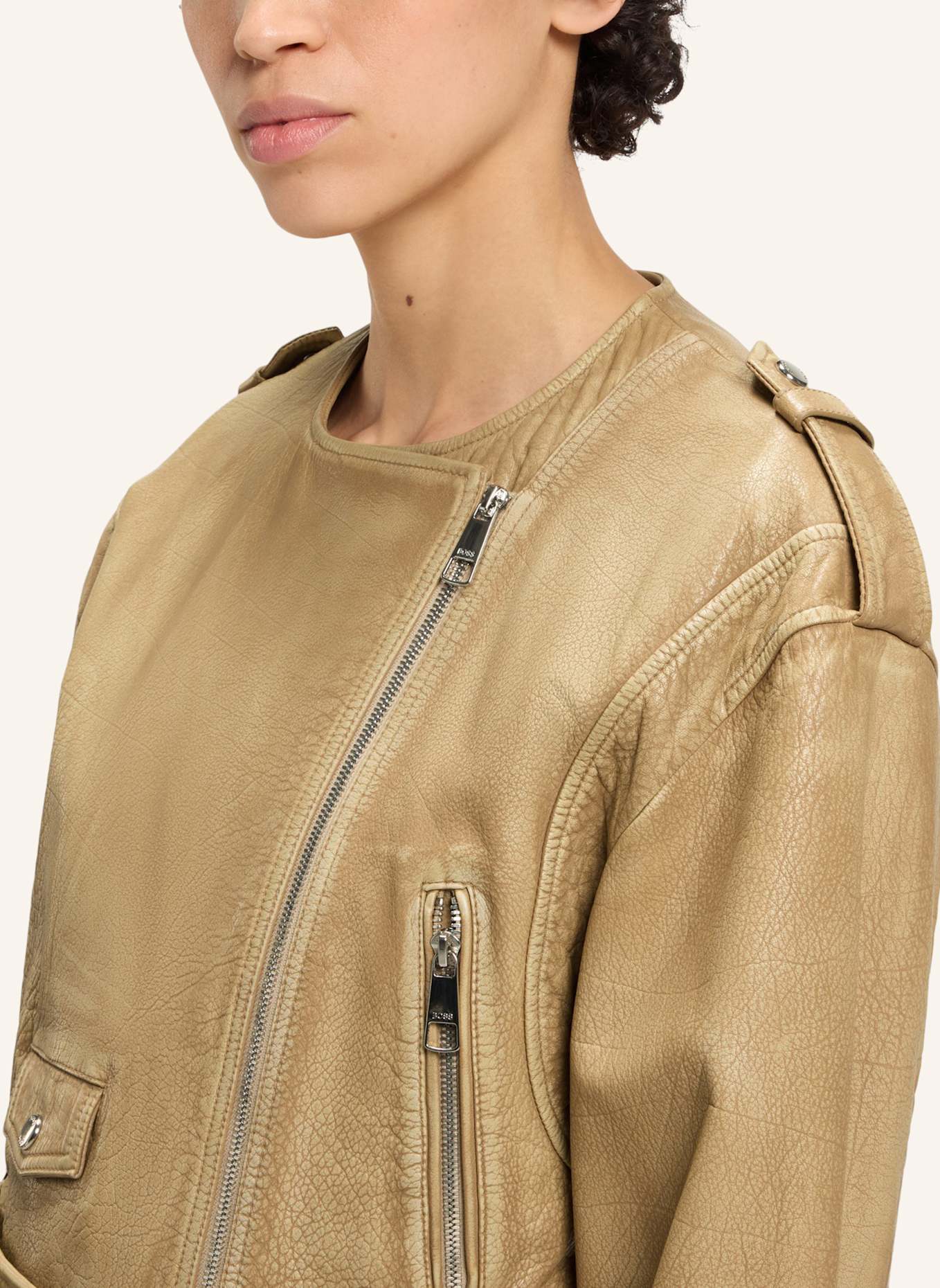 BOSS Lederjacke C_SADORA Regular Fit: BRAUN