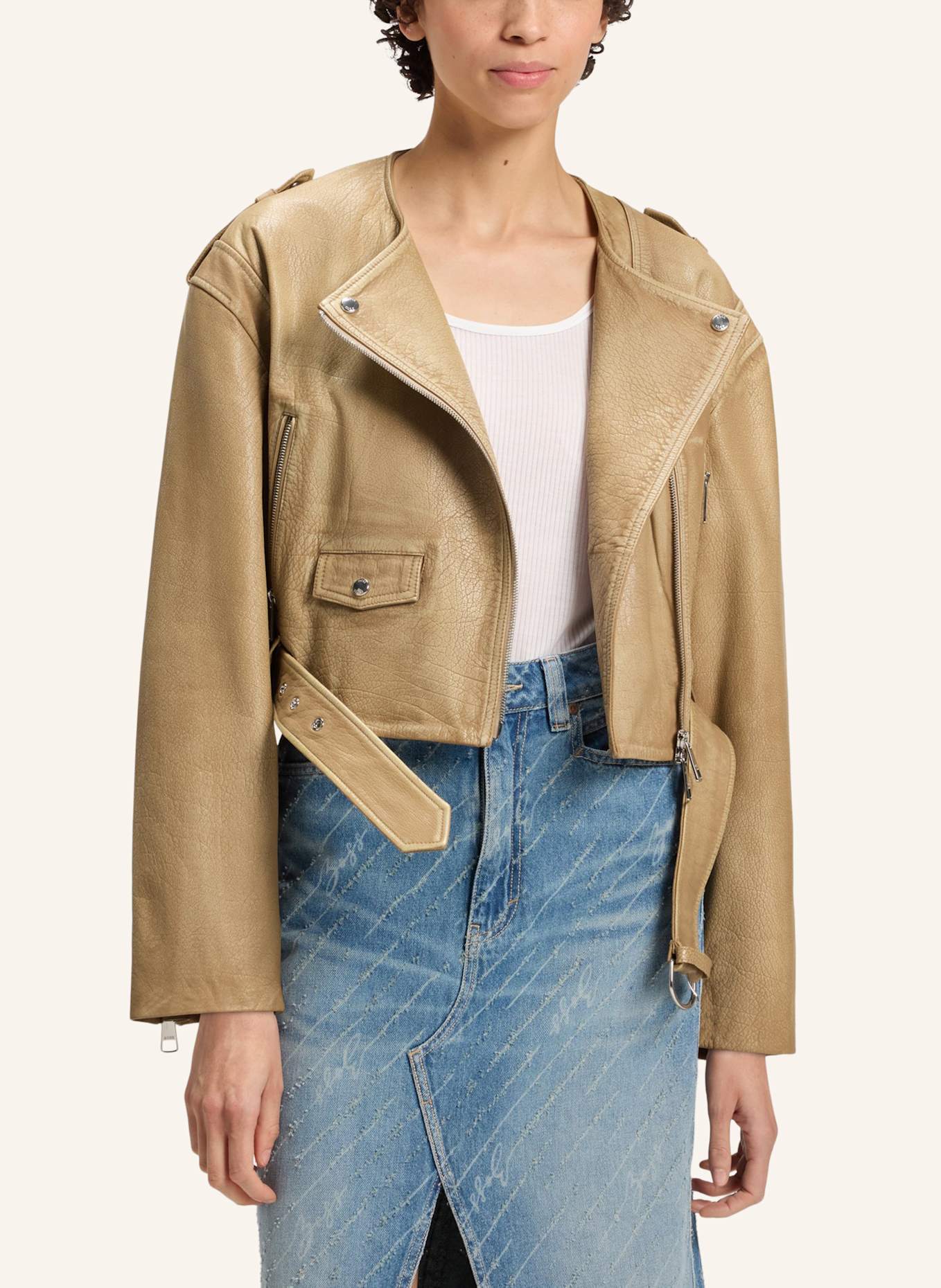 BOSS Lederjacke C_SADORA Regular Fit: BRAUN