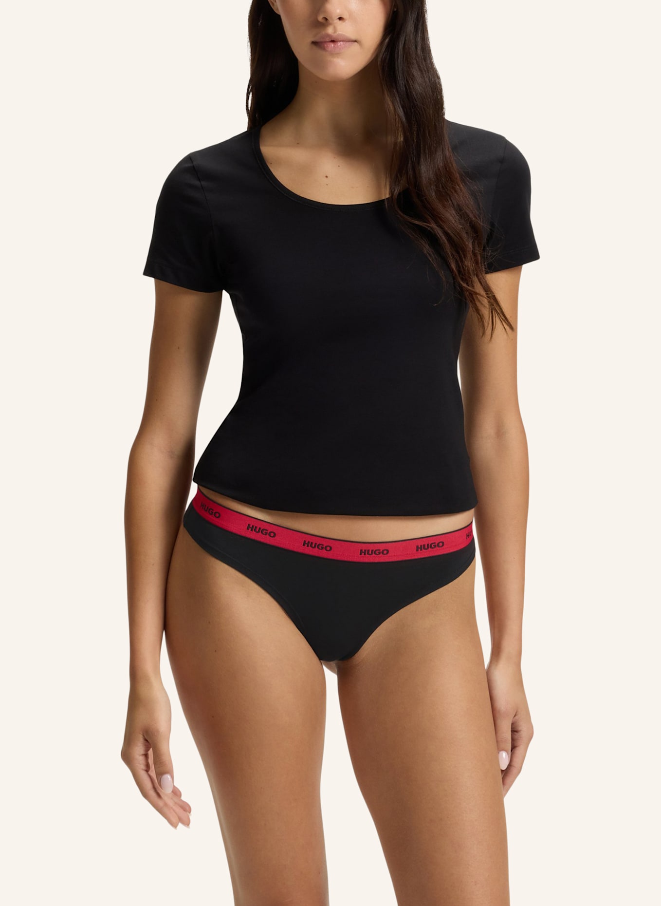 HUGO Slip TRIPLET THONG STRIPE: SCHWARZ