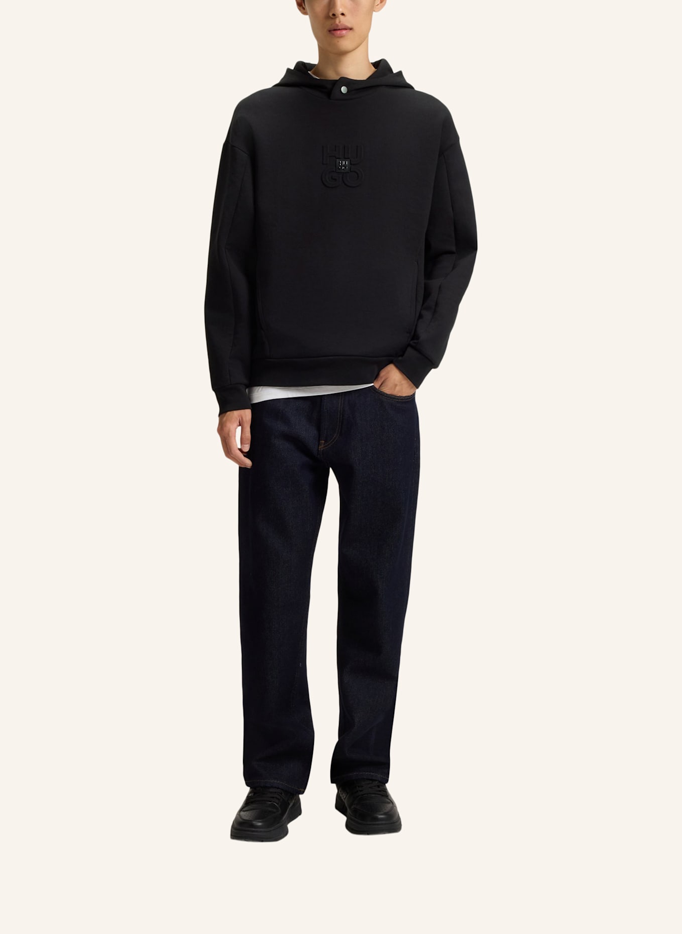 HUGO Sweatshirt DEBOSTACO Relaxed Fit: SCHWARZ