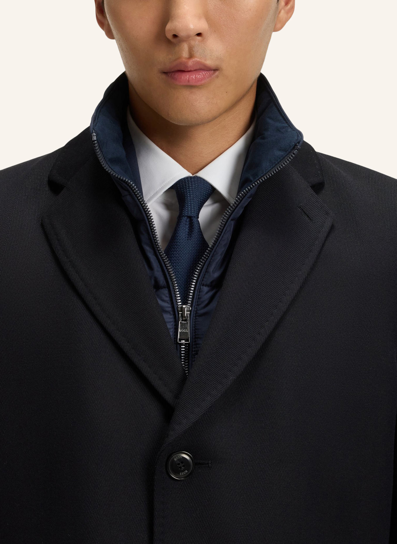 BOSS Klassischer Mantel H-HYDE-BIB-254 Slim Fit: DUNKELBLAU