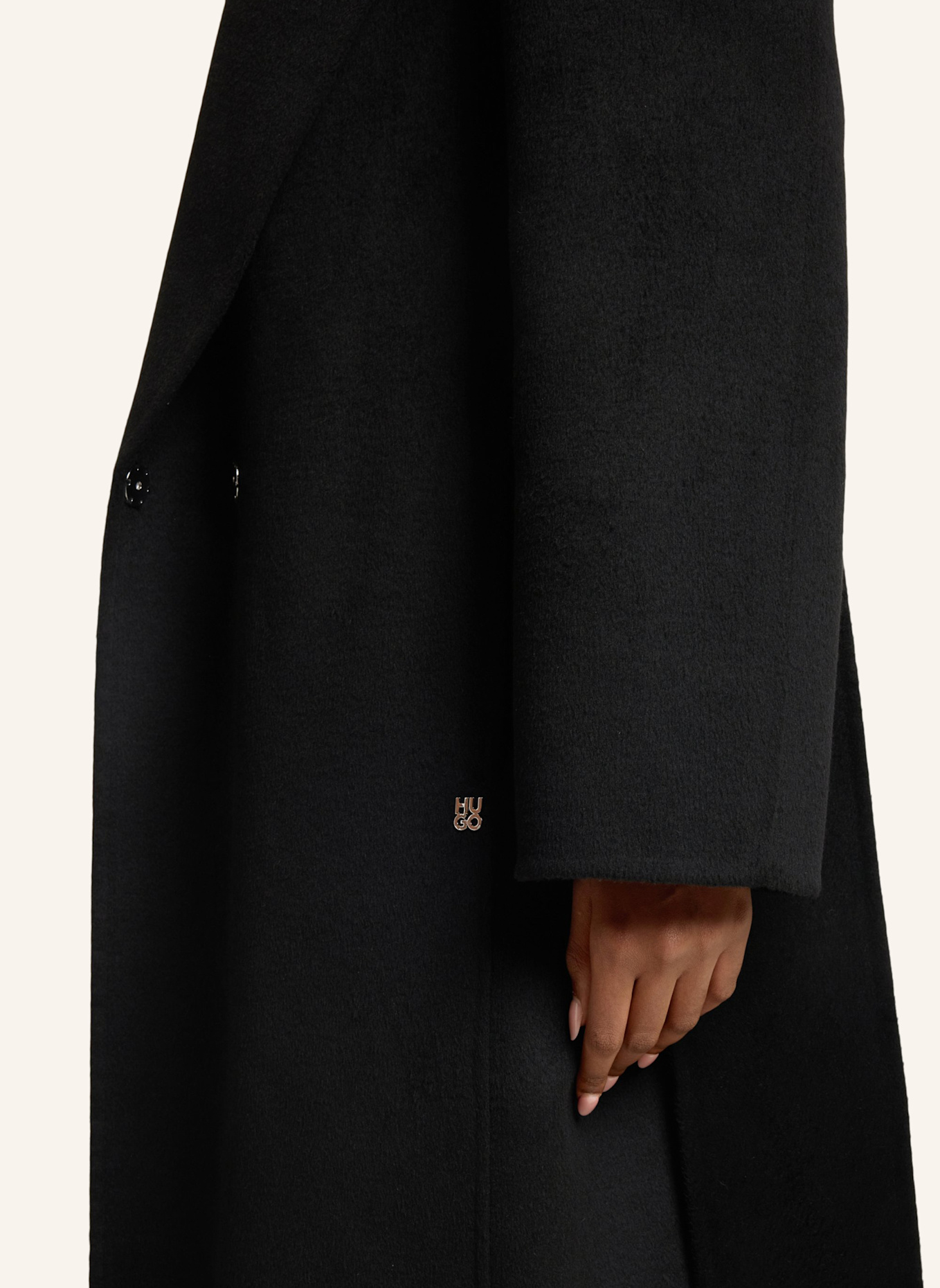 HUGO Klassischer Mantel MECAMI-1_DF Relaxed Fit: SCHWARZ