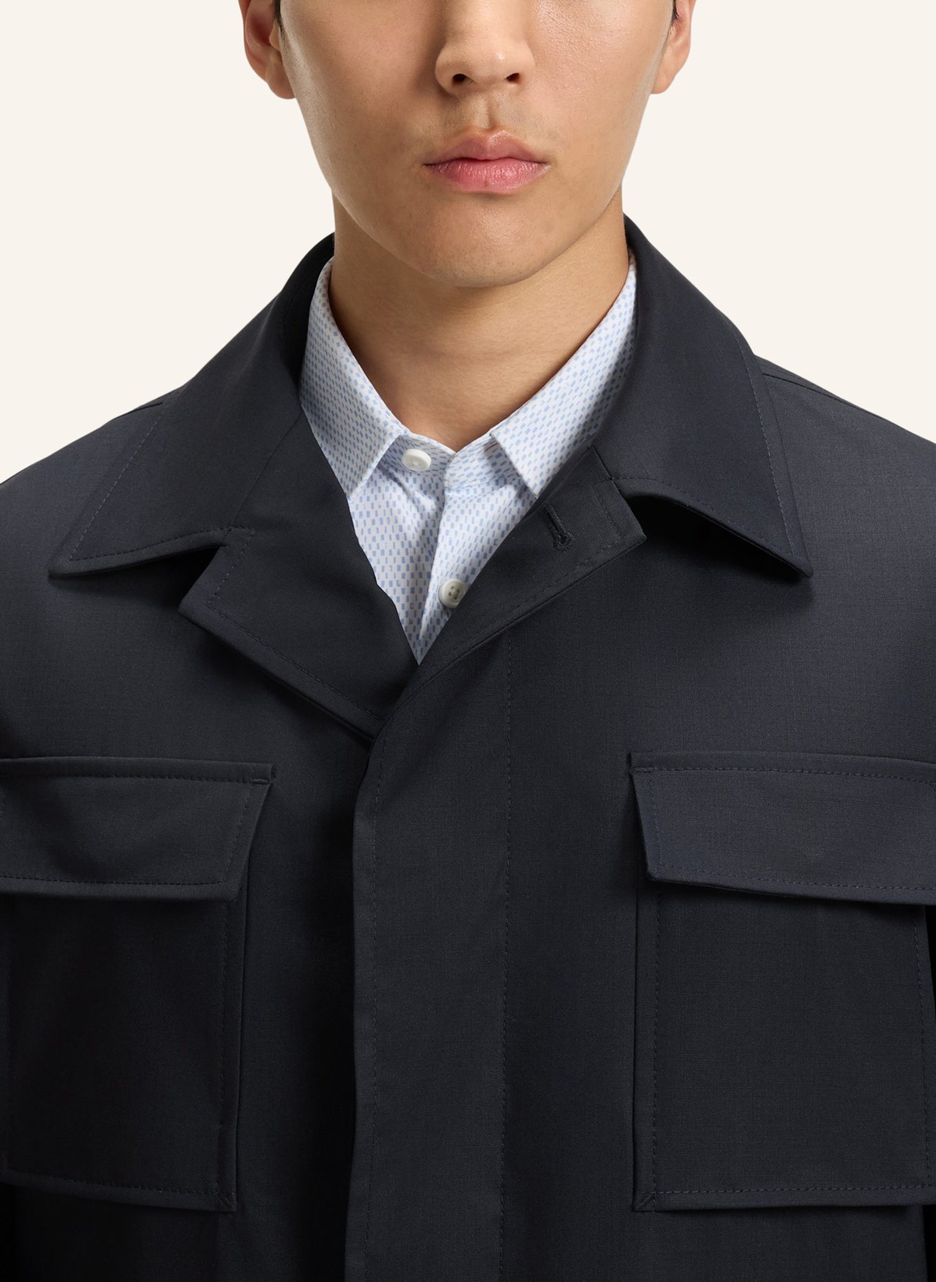 BOSS Klassischer Mantel P-CARPER-FIELDTW-253 Relaxed Fit: DUNKELBLAU