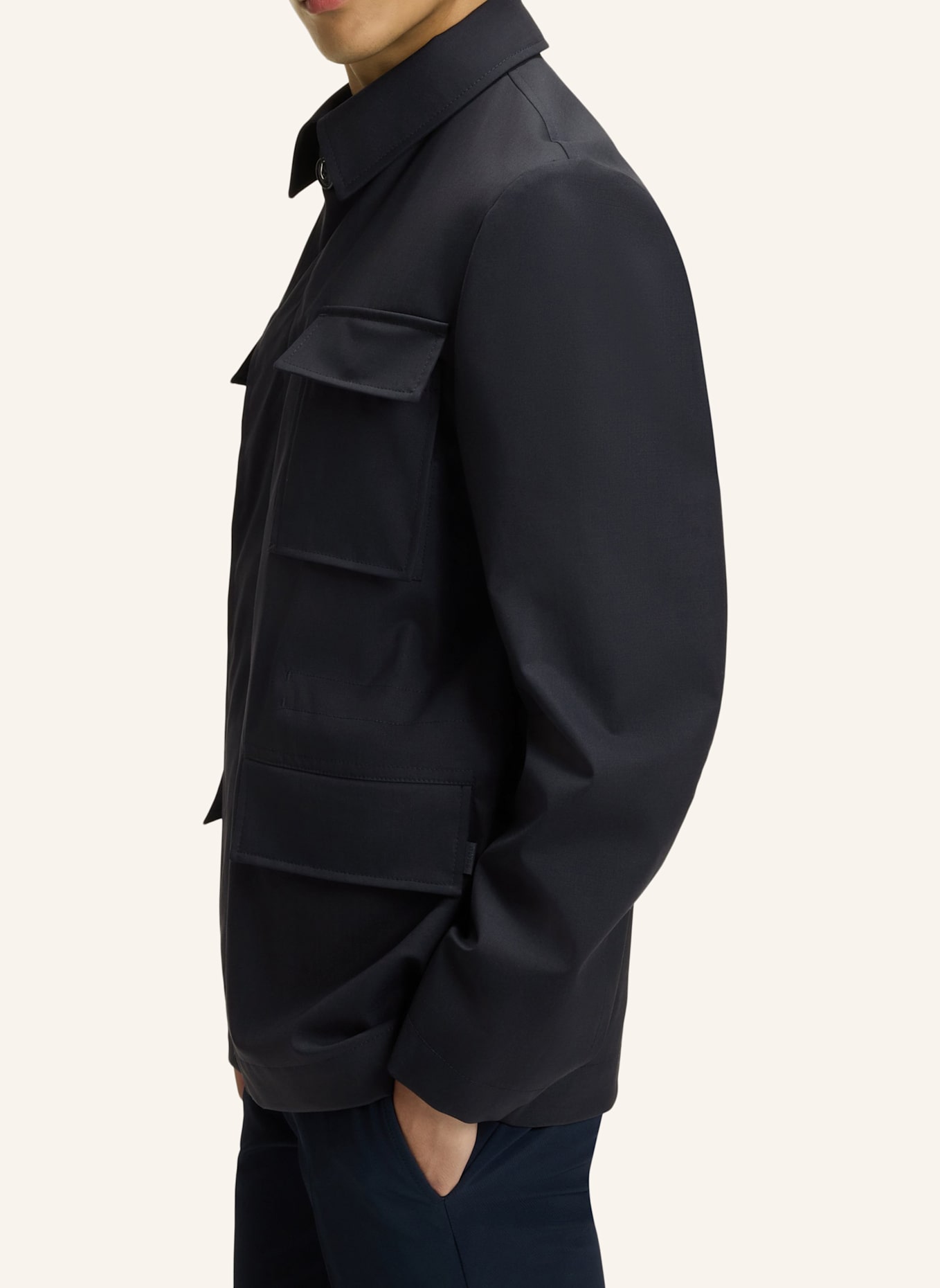 BOSS Klassischer Mantel P-CARPER-FIELDTW-253 Relaxed Fit: DUNKELBLAU