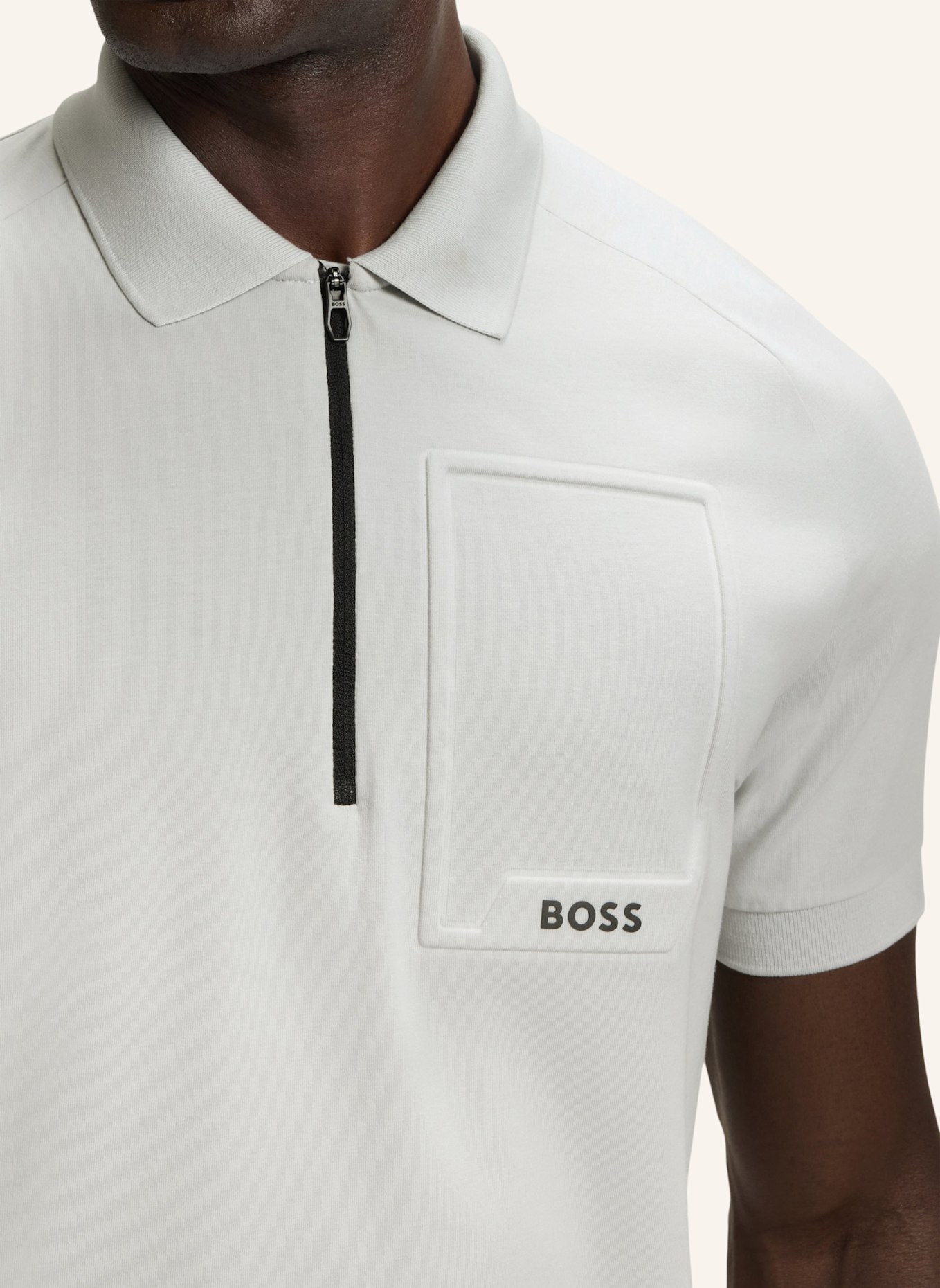 BOSS Poloshirt POLO URBAN TECH Regular Fit: HELLGRAU