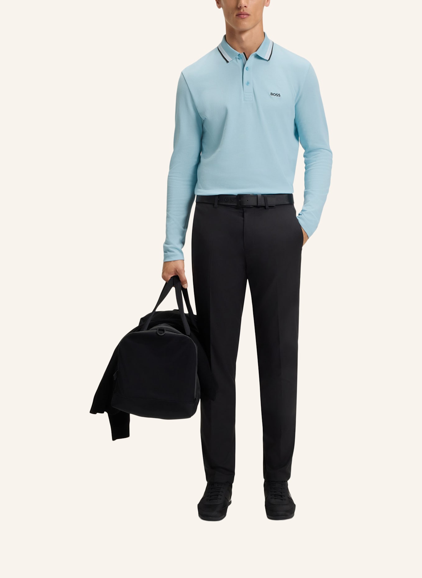 BOSS Piqué-Poloshirt PLISY Regular Fit: HELLBLAU