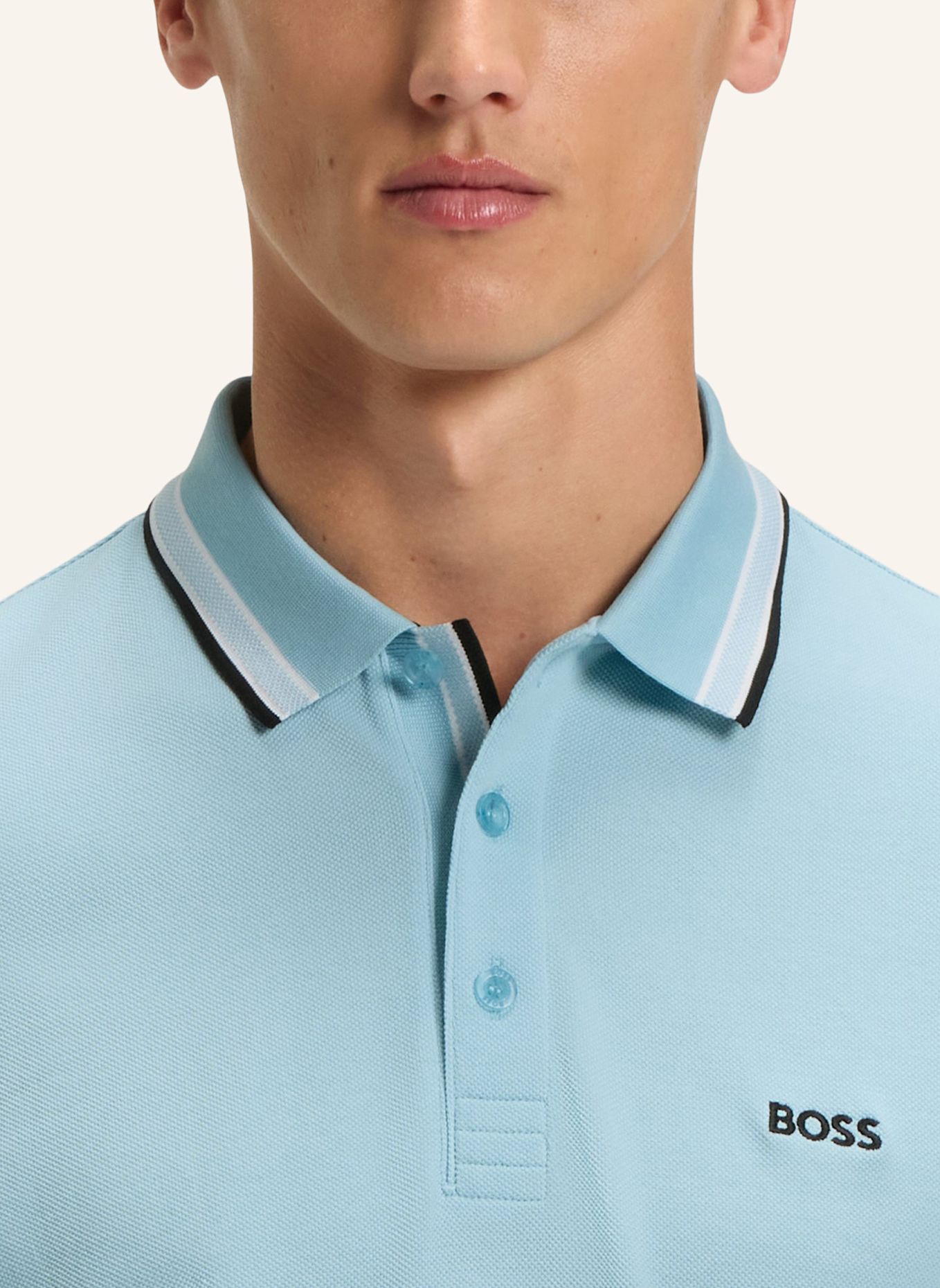 BOSS Piqué-Poloshirt PLISY Regular Fit: HELLBLAU